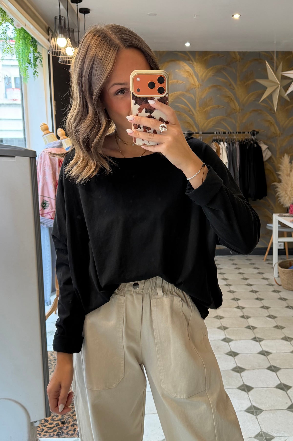 T-Shirt Col Bateau noir - Johanna Paris