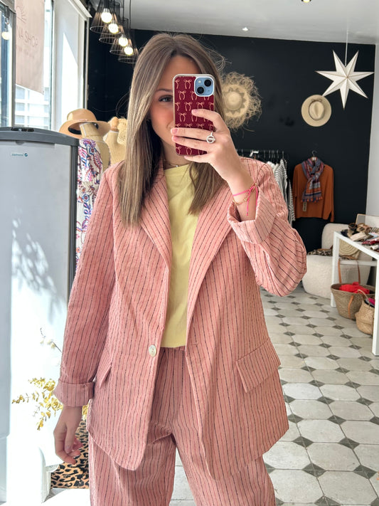 Blazer à rayures rose Poppy - Johanna Paris