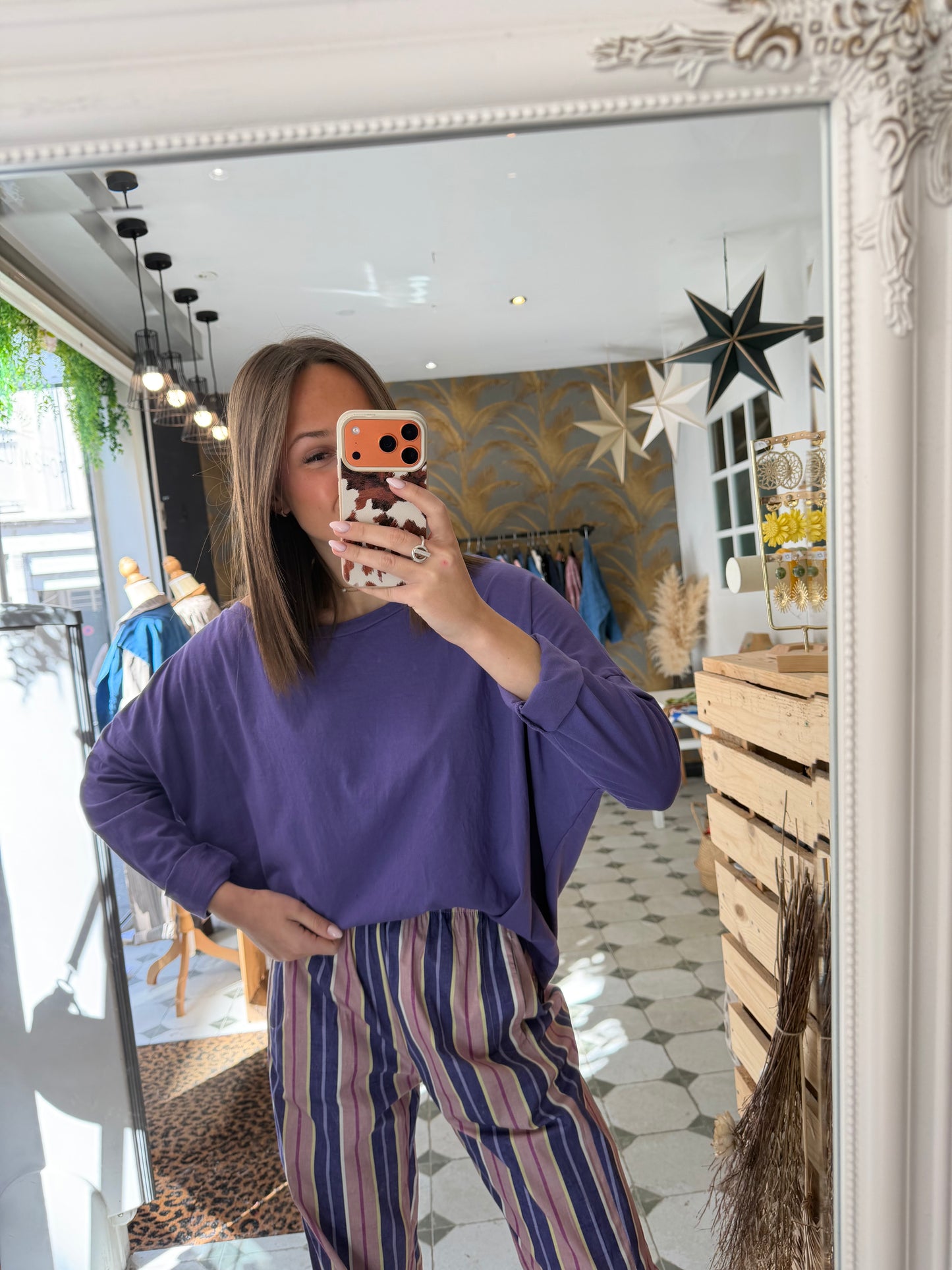 T-Shirt Col Bateau violet - Johanna Paris