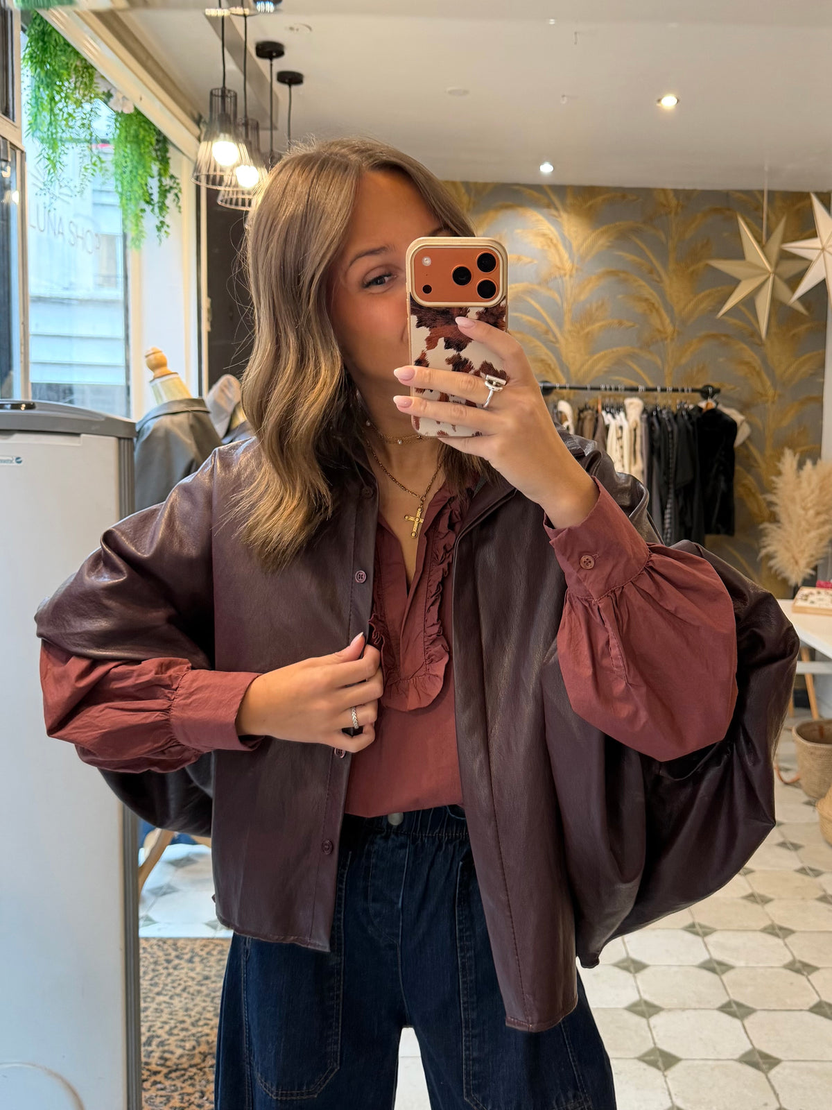 Chemise en similicuir bordeaux - Johanna Paris