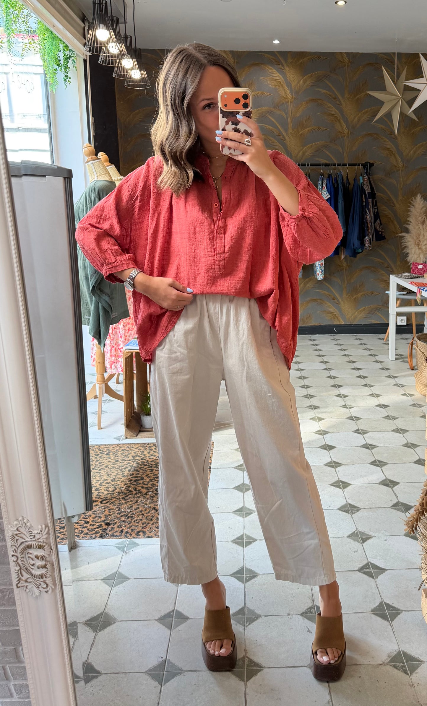 Chemise Ava en Garza Corail - Johanna Paris