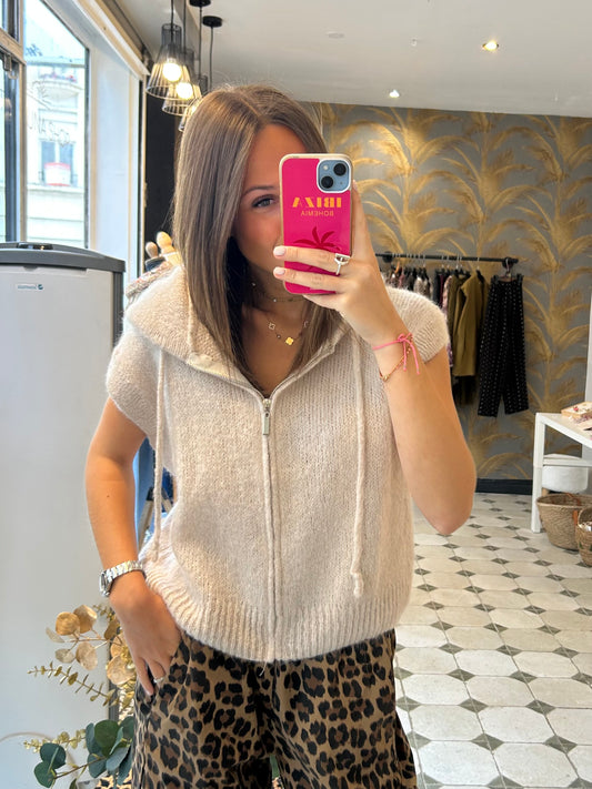 Pull sans manches Robin beige  - Johanna Paris