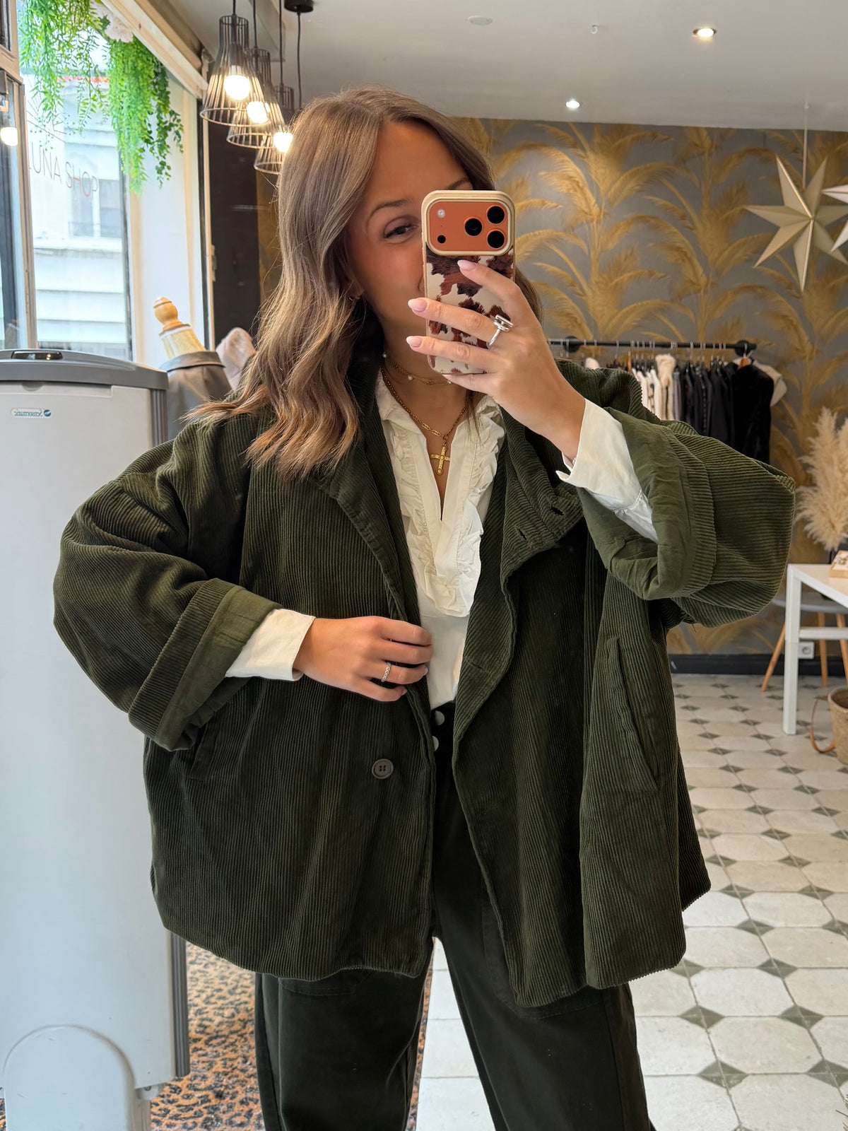 Veste Nola kaki en velours - Johanna Paris