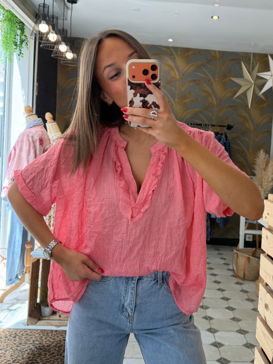 Blouse Aria manches courtes rose - Johanna Paris