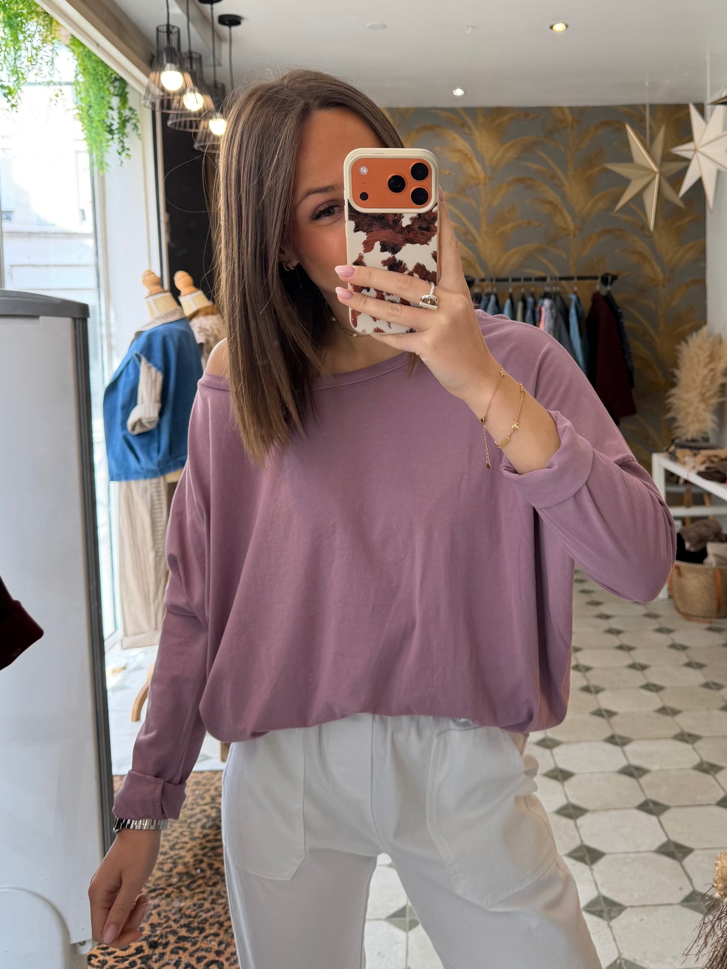 T-Shirt Col Bateau parme - Johanna Paris
