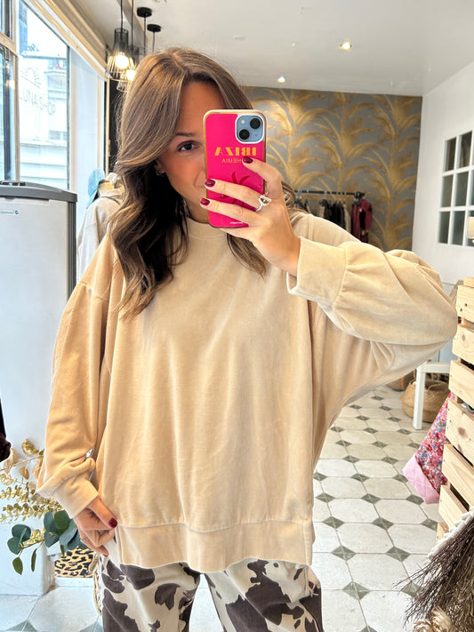 Sweat en velours écru - Johanna Paris