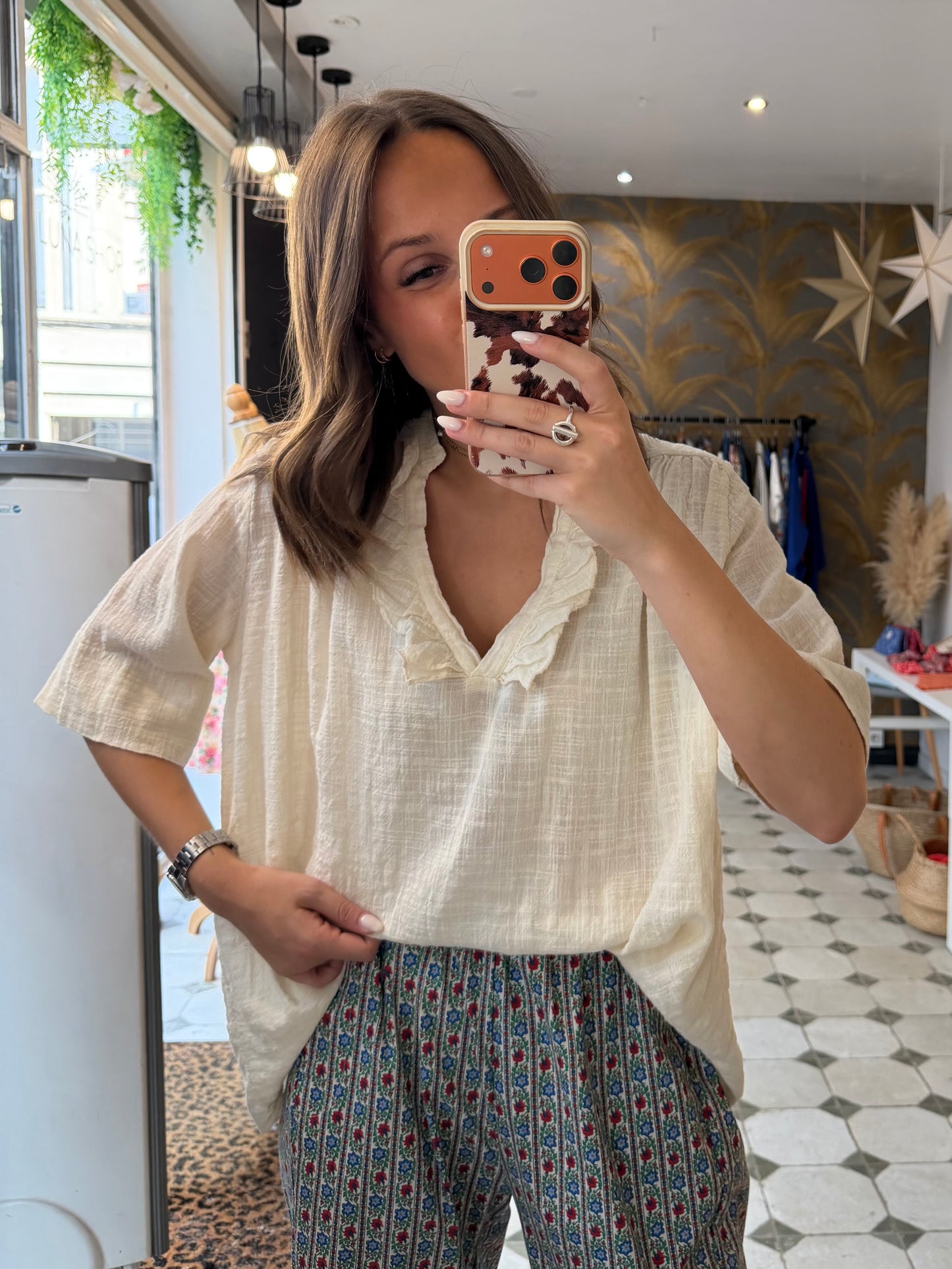 Blouse Aria manches courte écru - Johanna Paris