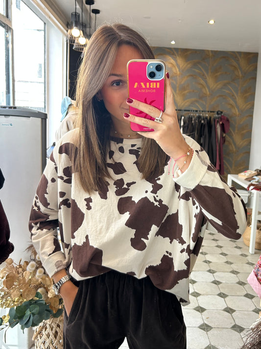 T-Shirt Col Bateau Cow - Johanna Paris