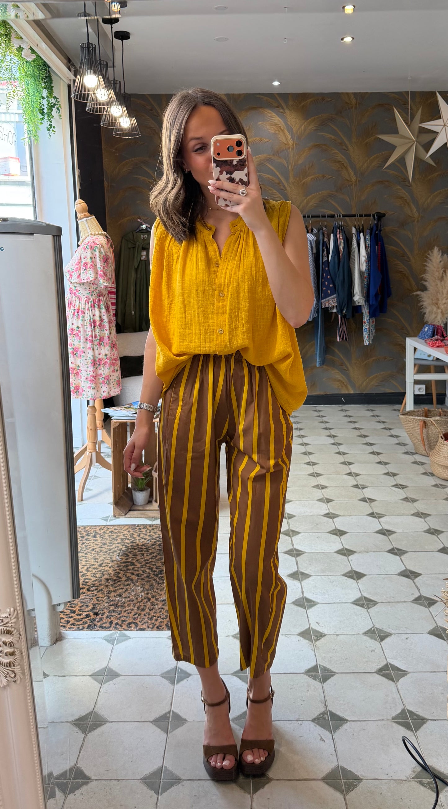 Pantalon Magique en toile fine à rayures - Johanna Paris