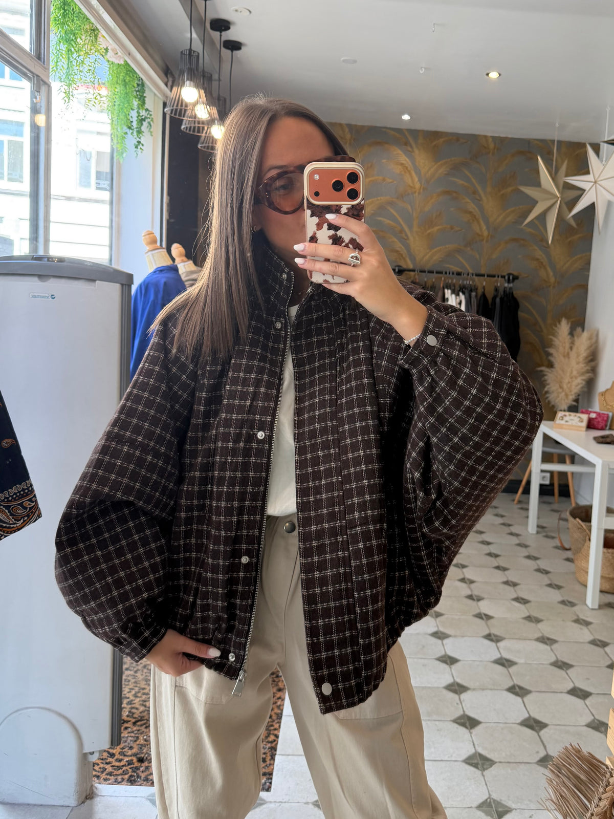 Blouson boule à carreaux - Johanna Paris