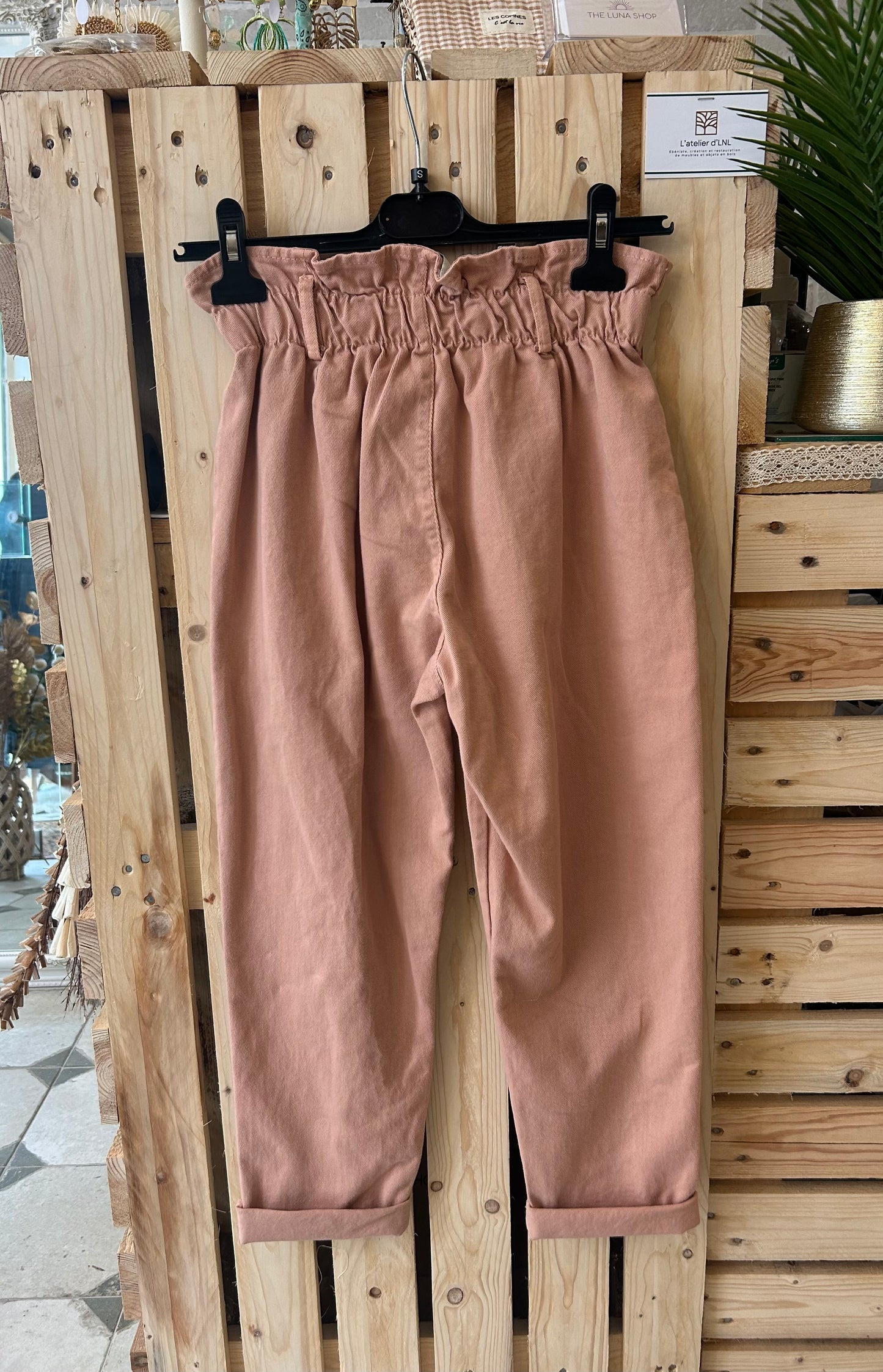 Pantalon en Toile rose poudré - Johanna Paris