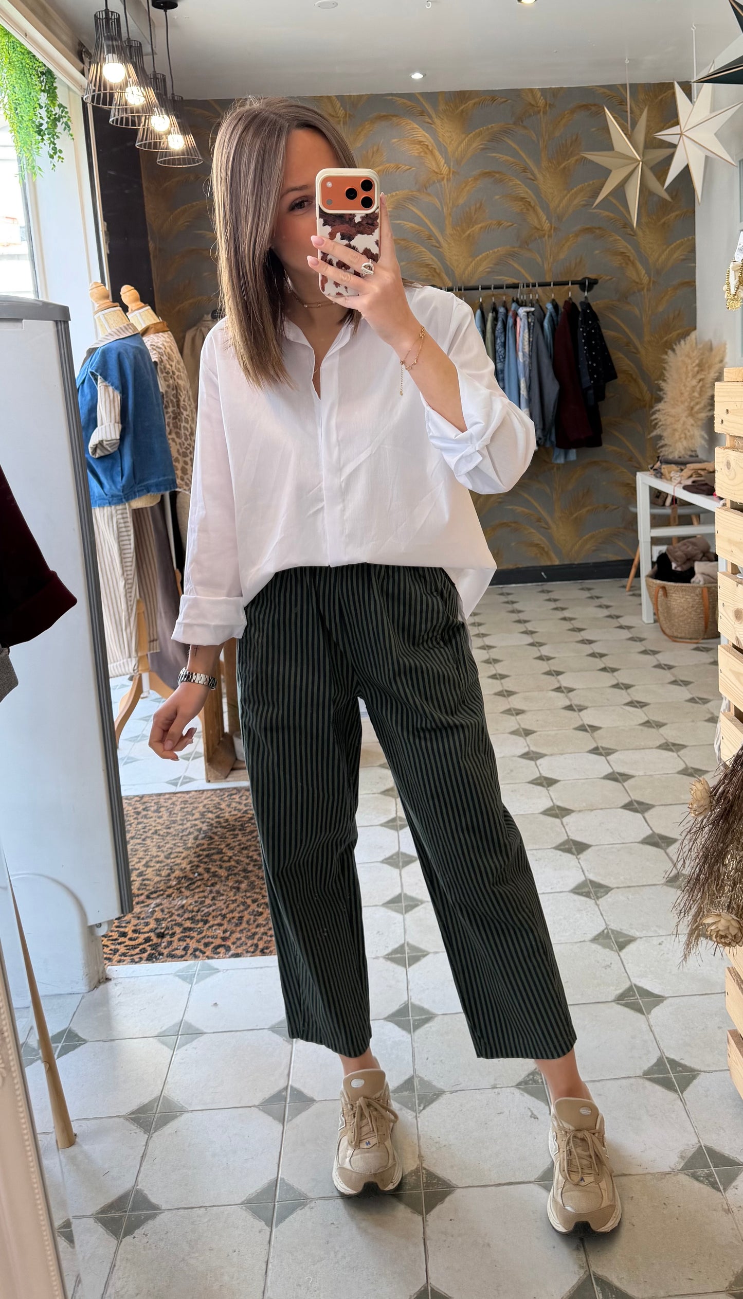 Pantalon magique rayé vert  - Johanna Paris