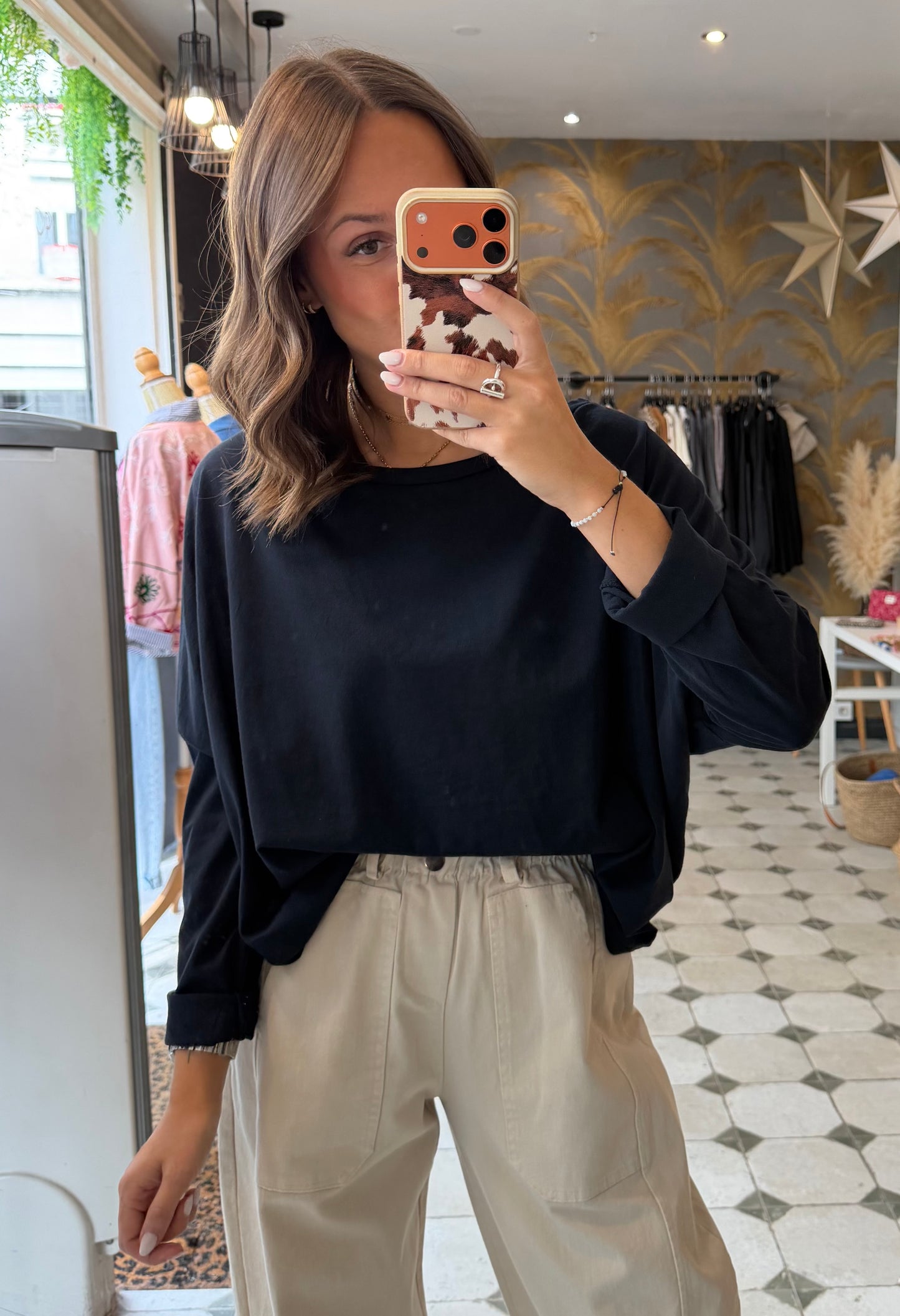 T-Shirt Col Bateau bleu marine - Johanna Paris