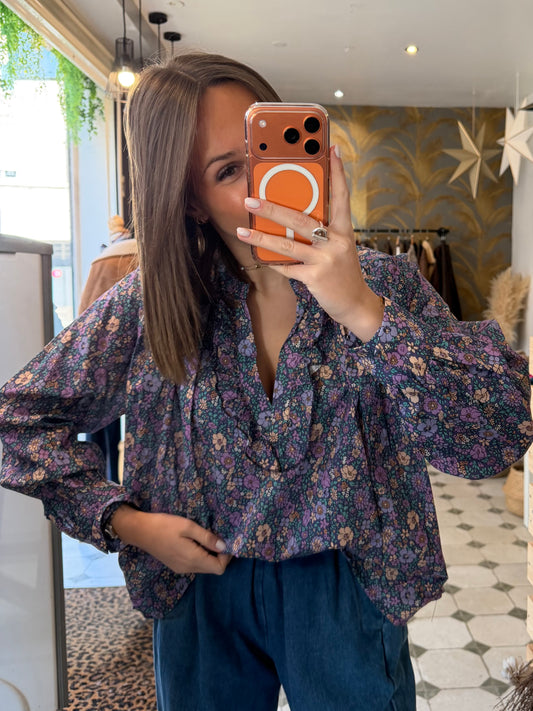 Blouse Flowers violette - Johanna Paris