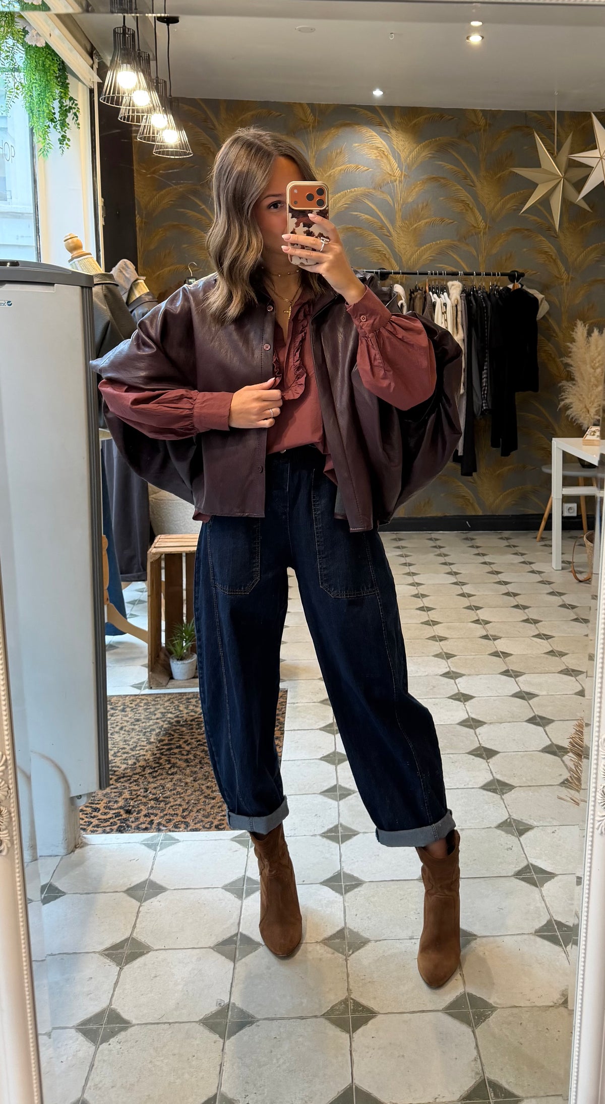 Chemise en similicuir bordeaux - Johanna Paris