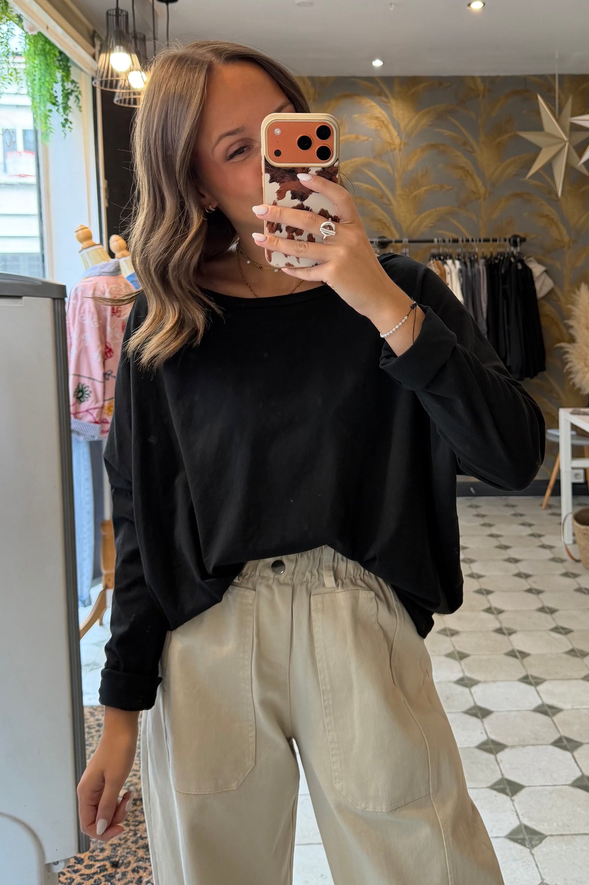 T-Shirt Col Bateau noir - Johanna Paris