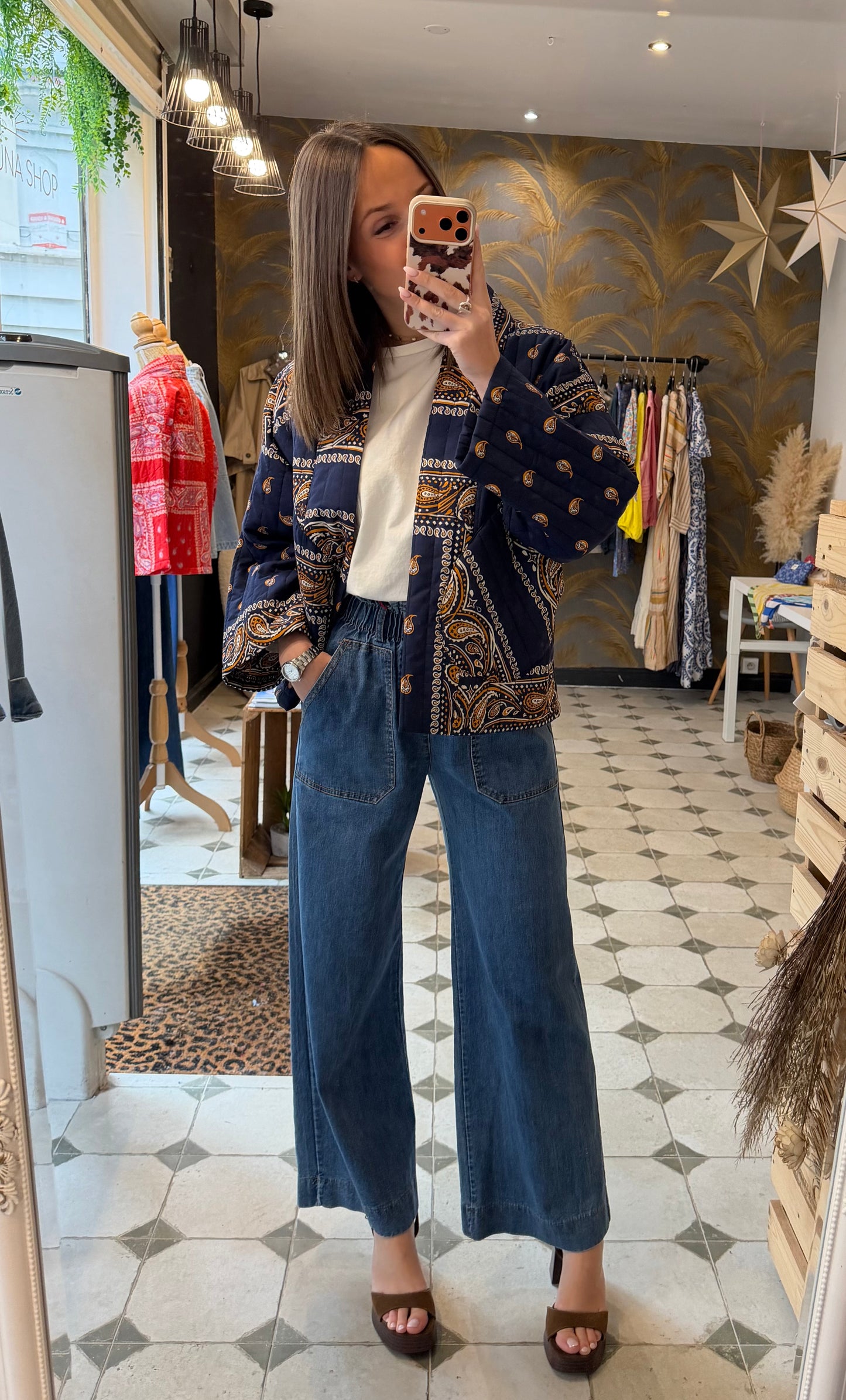 Veste matelassée bandana bleu marine - Johanna Paris