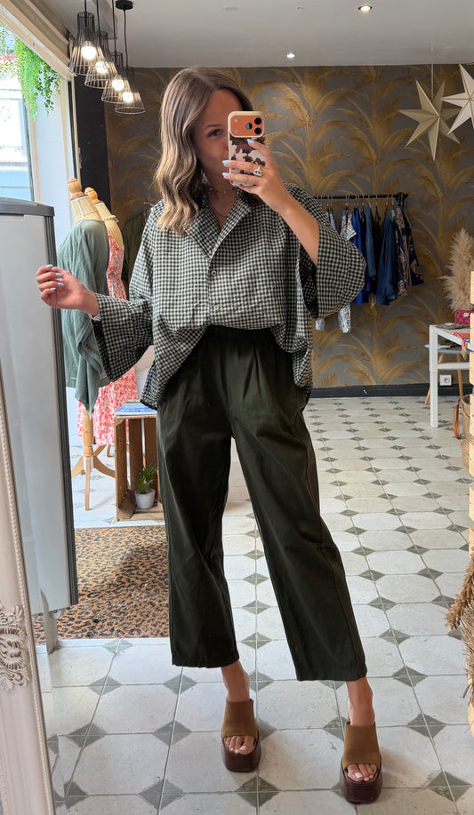 Pantalon Magique en toile mi-saison kaki - Johanna Paris