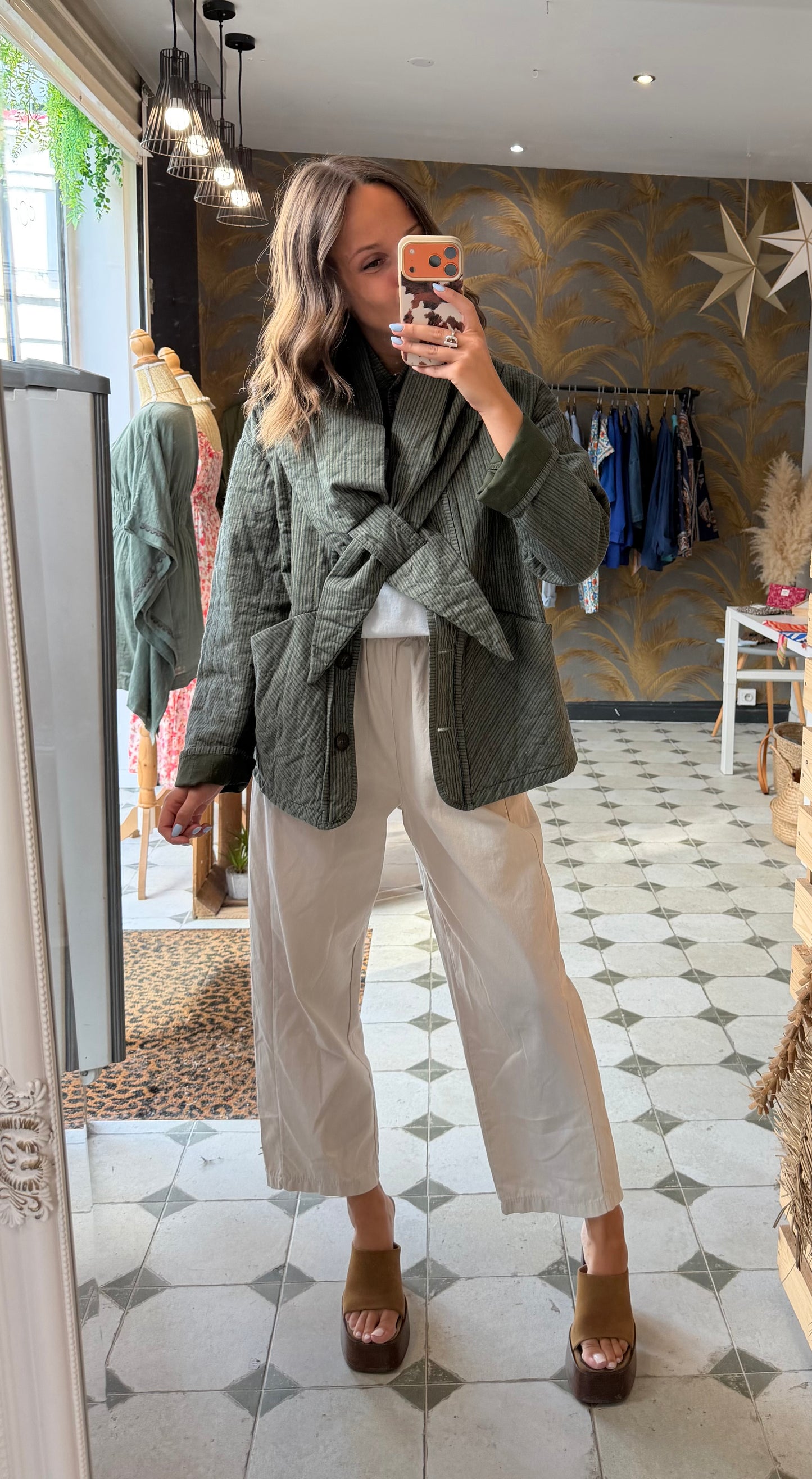 Veste avec écharpe kaki - Johanna Paris