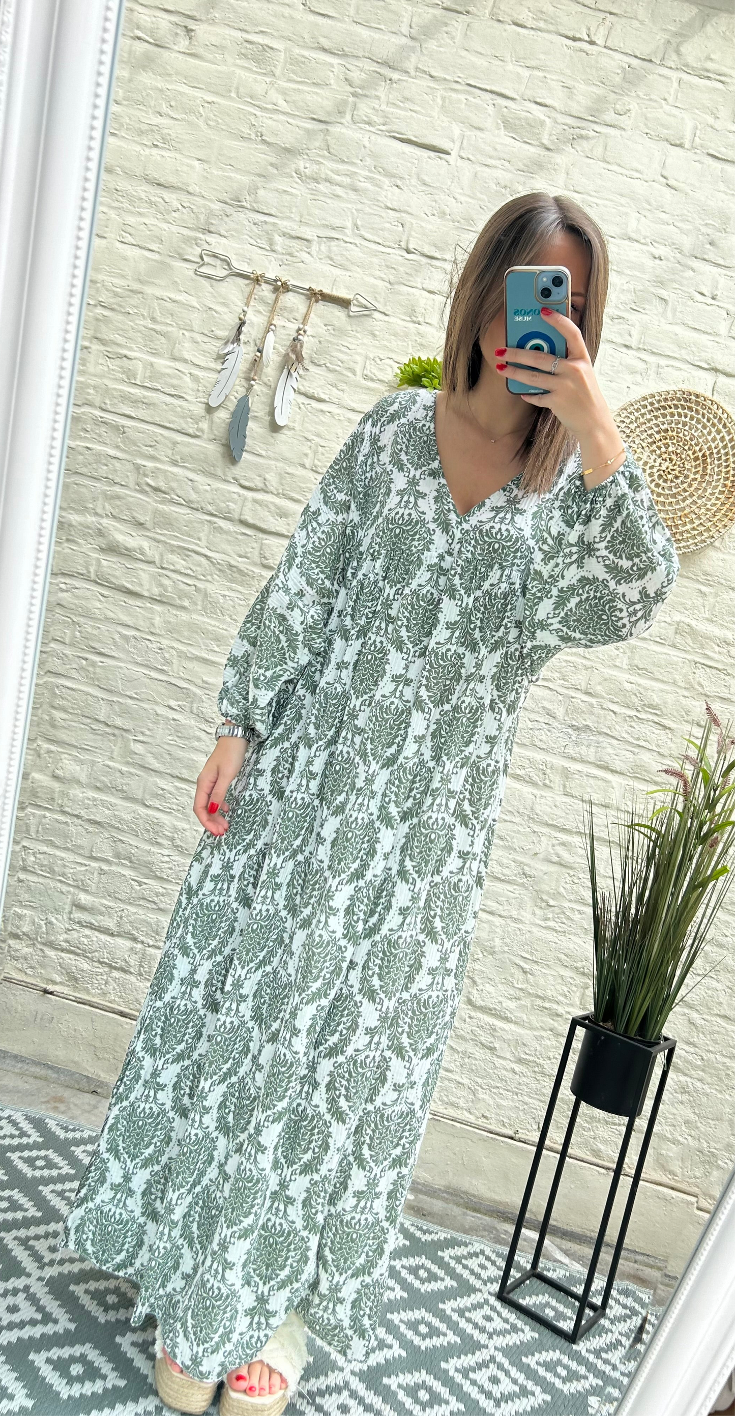 Robe longue en gaze de coton