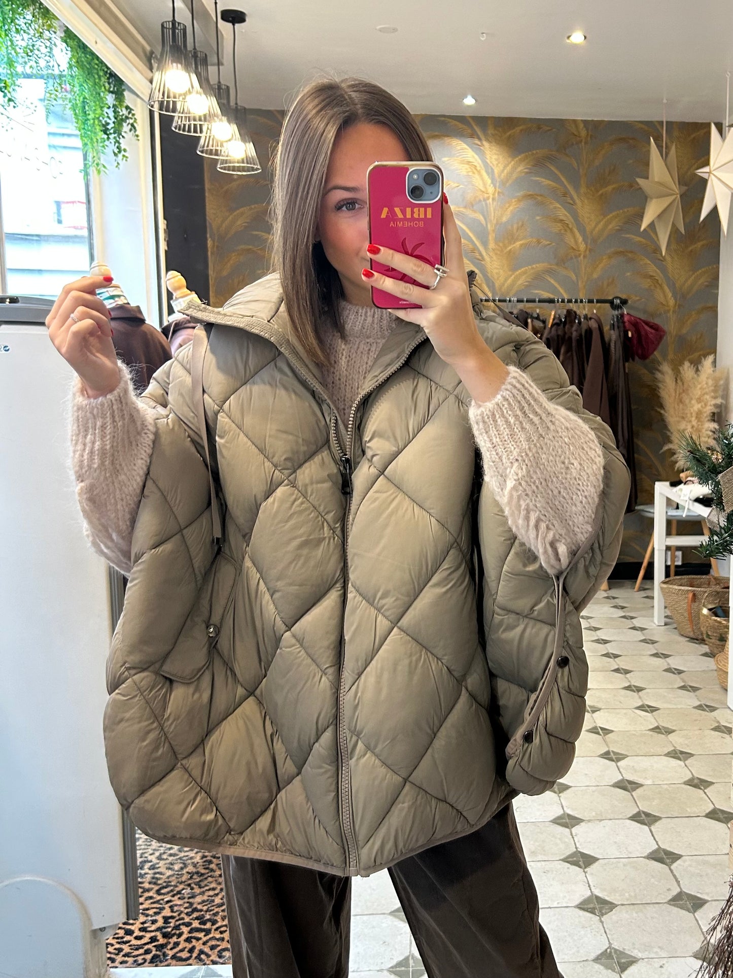 Doudoune cape taupe - Johanna Paris