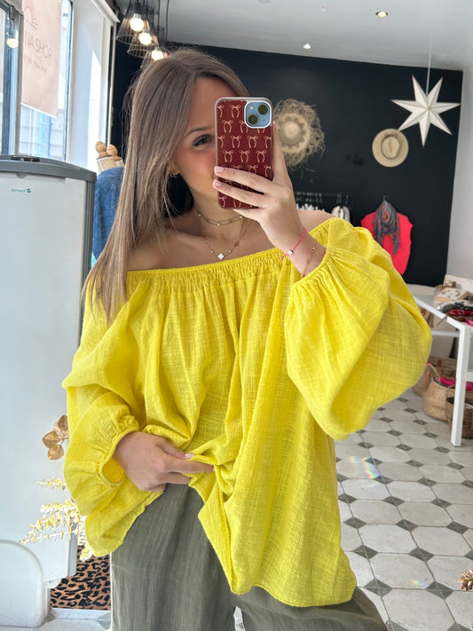 Blouse col bardot jaune - Johanna Paris