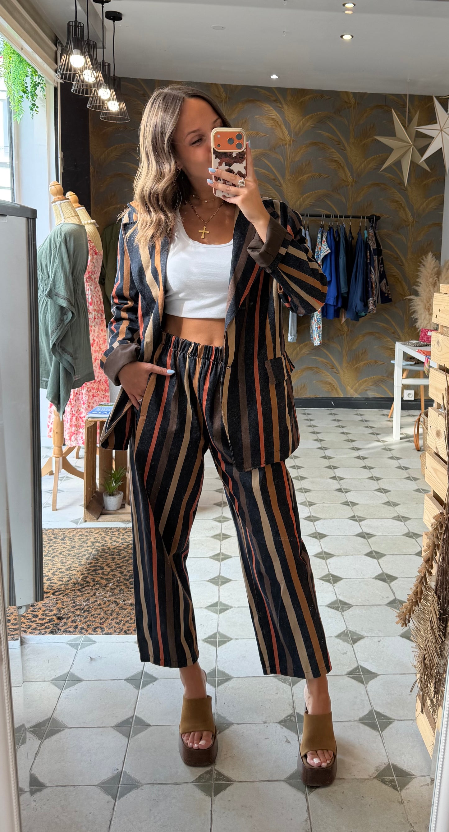 Blazer à rayures Alba Terracotta - Johanna Paris