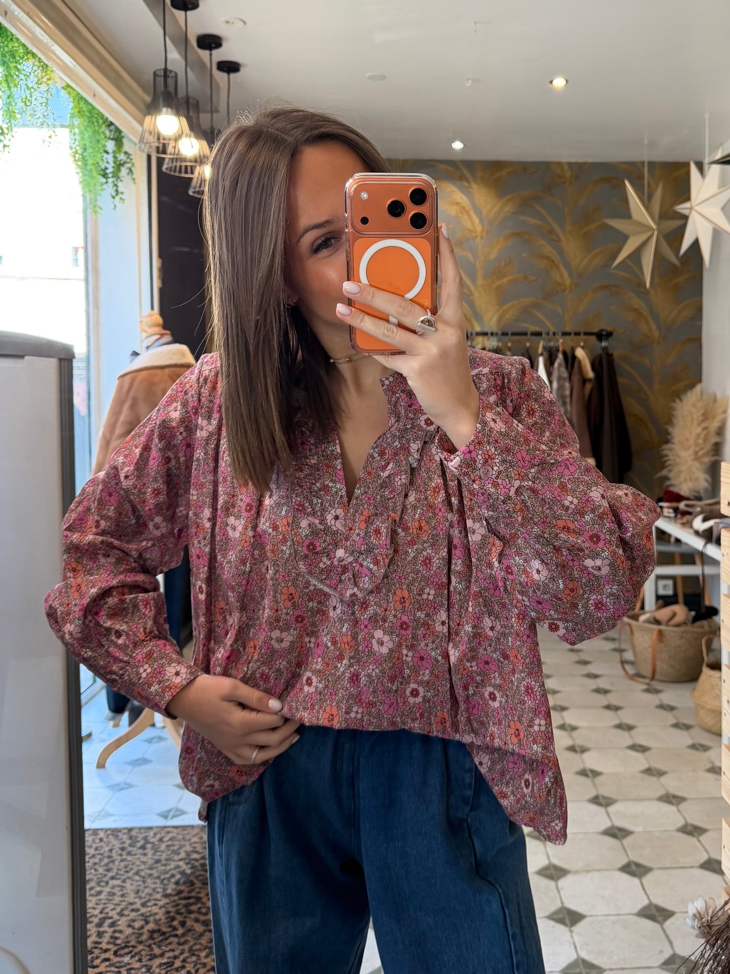 Blouse Flowers rose - Johanna Paris