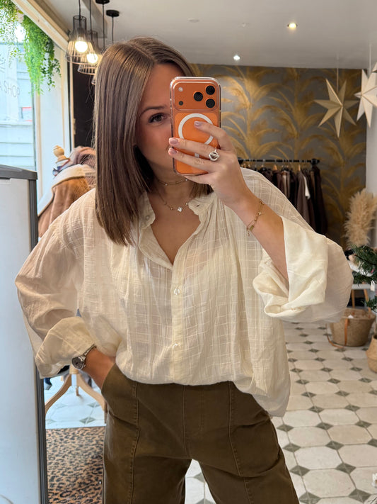 Chemise Clémentine gaufrée écrue - Johanna Paris
