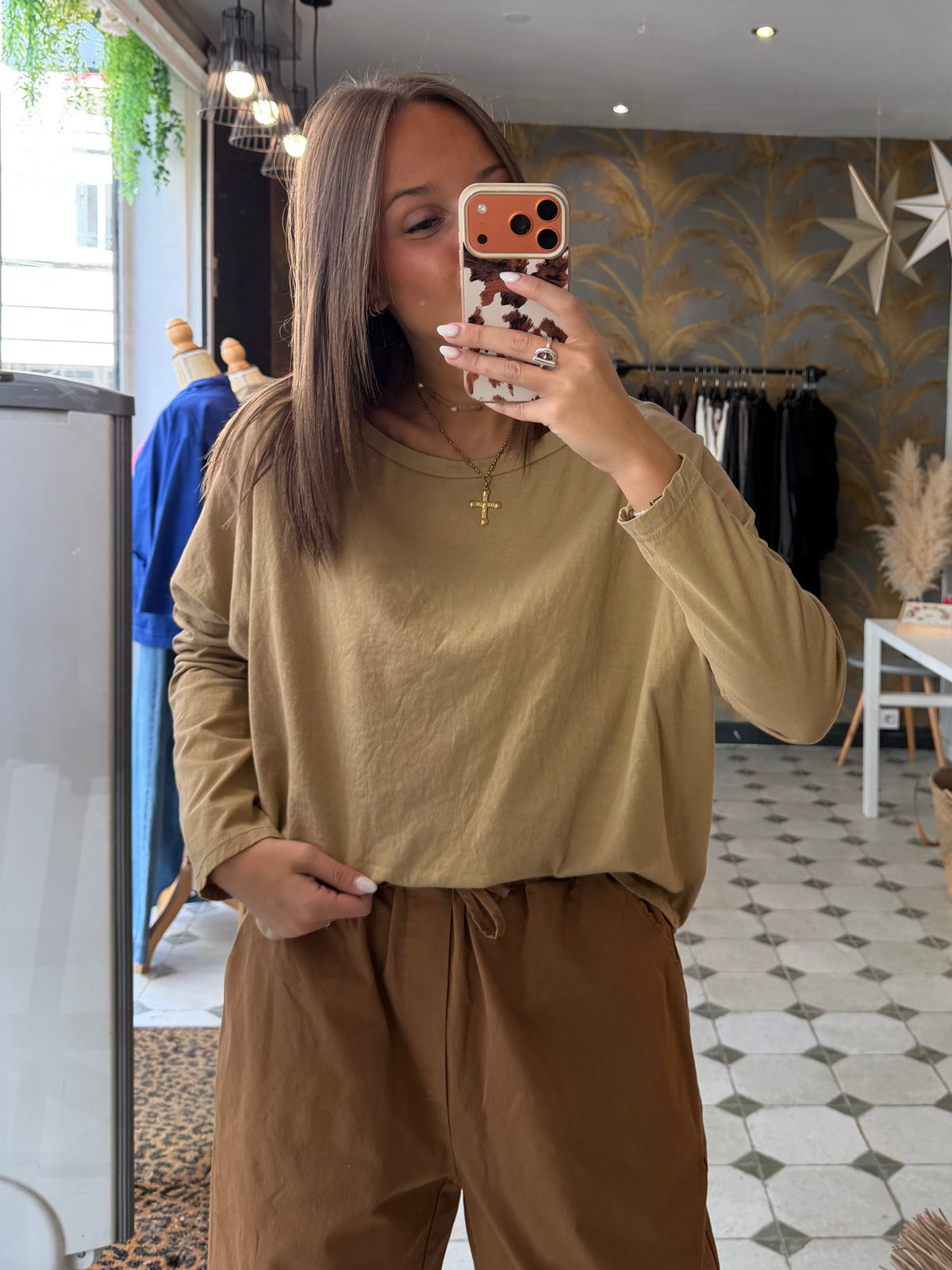 T-Shirt Col Bateau beige - Johanna Paris