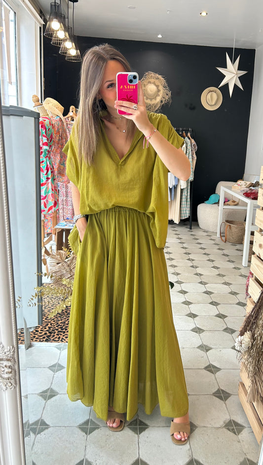 Jupe Clémentine vert olive - Johanna Paris