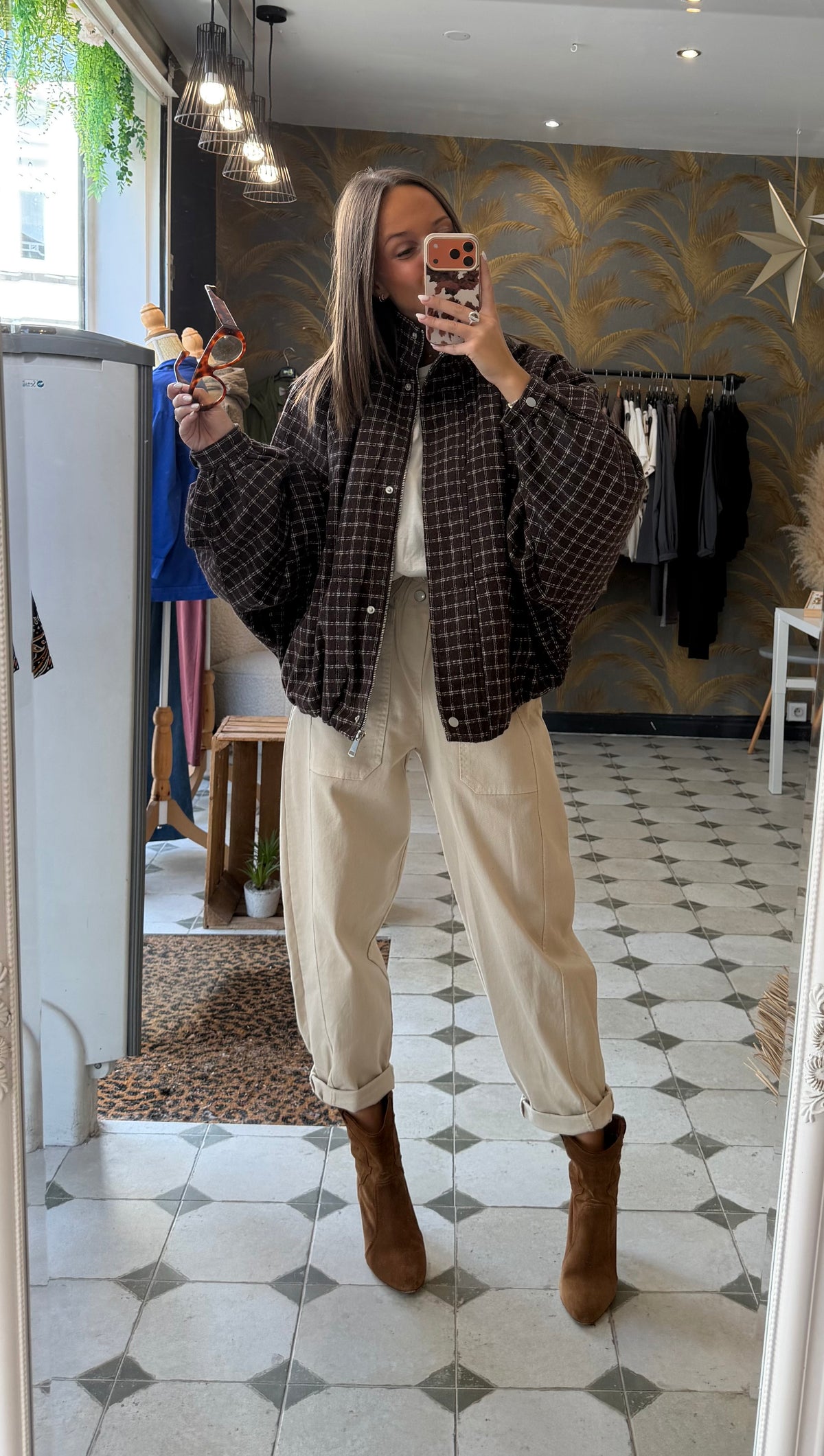Blouson boule à carreaux - Johanna Paris