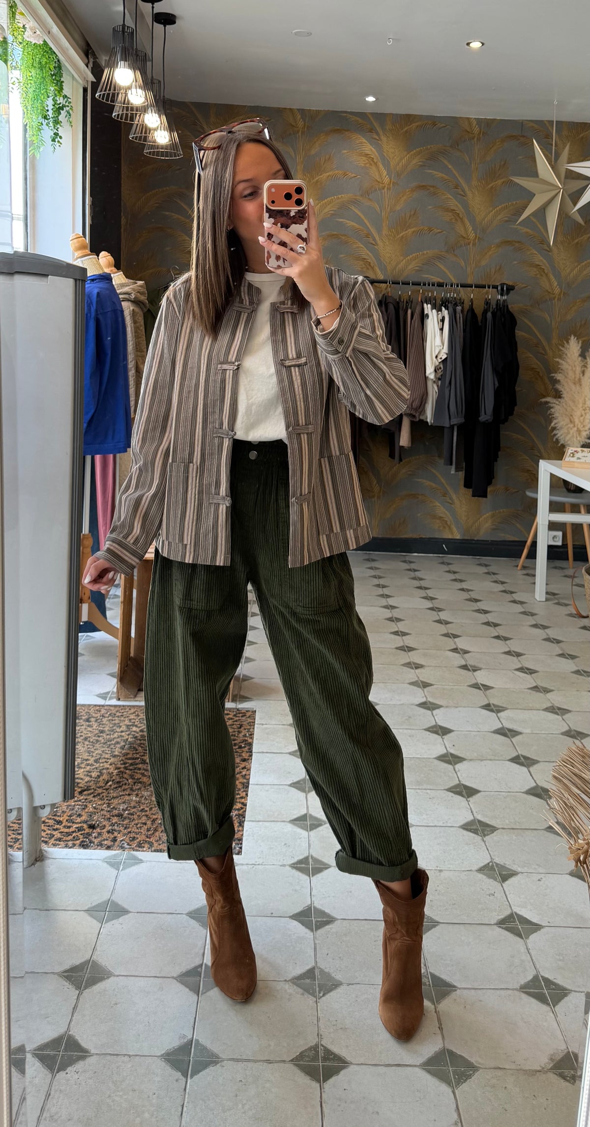 Pantalon en velours forme ballon kaki - Johanna Paris