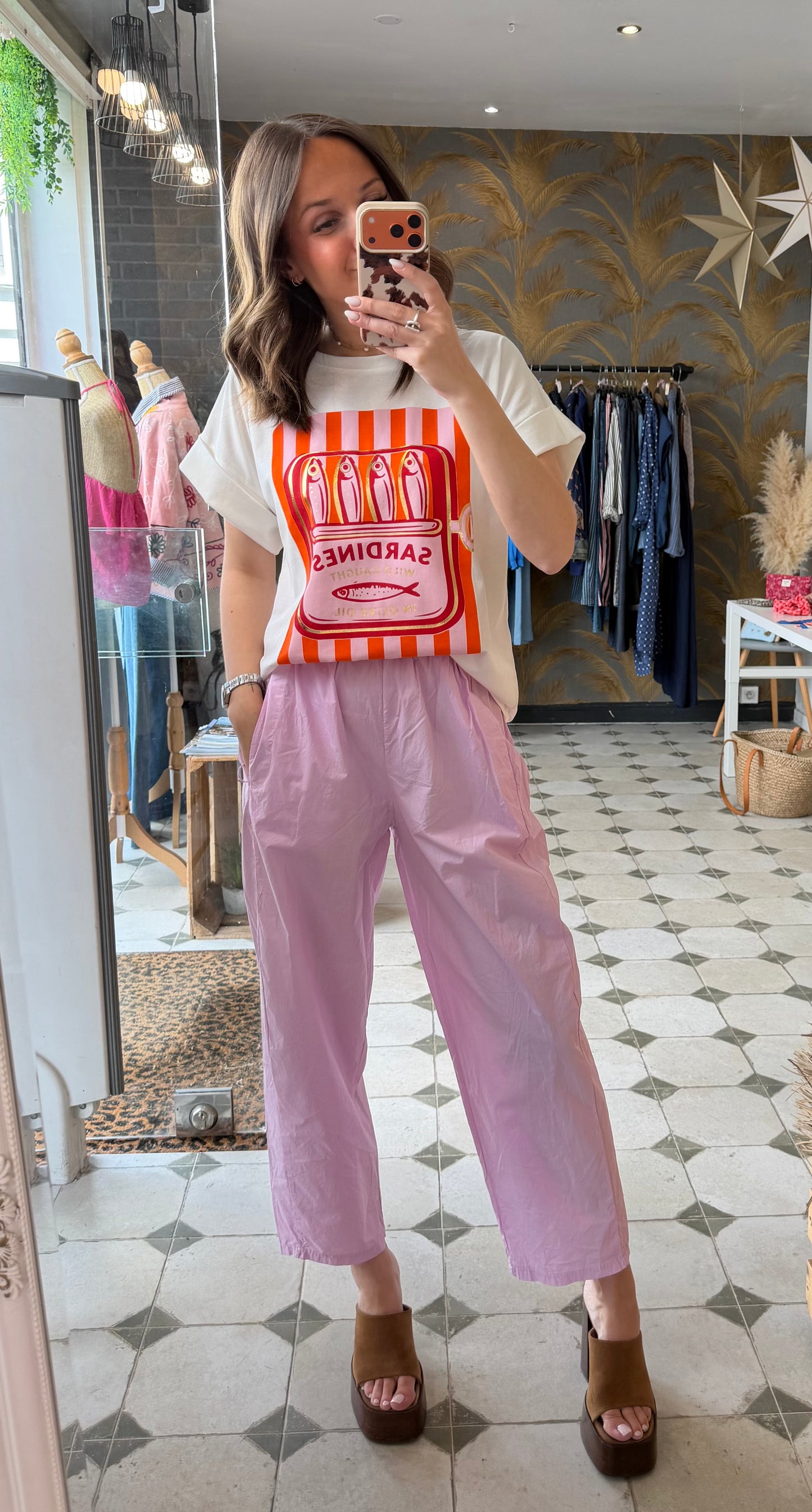 Pantalon Magique en toile fine Lilas - Johanna Paris