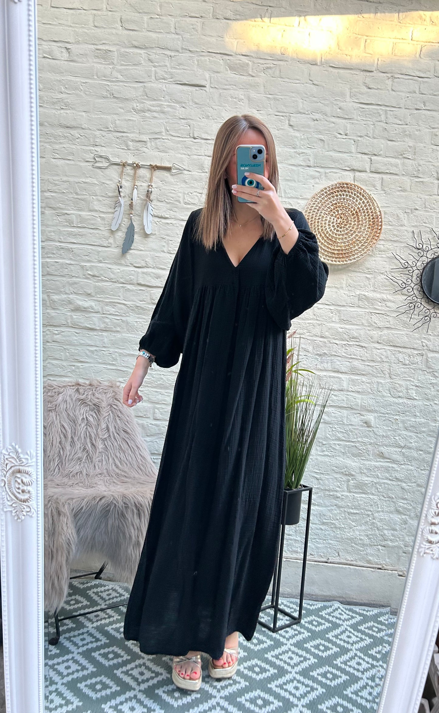 Robe longue en gaze de coton