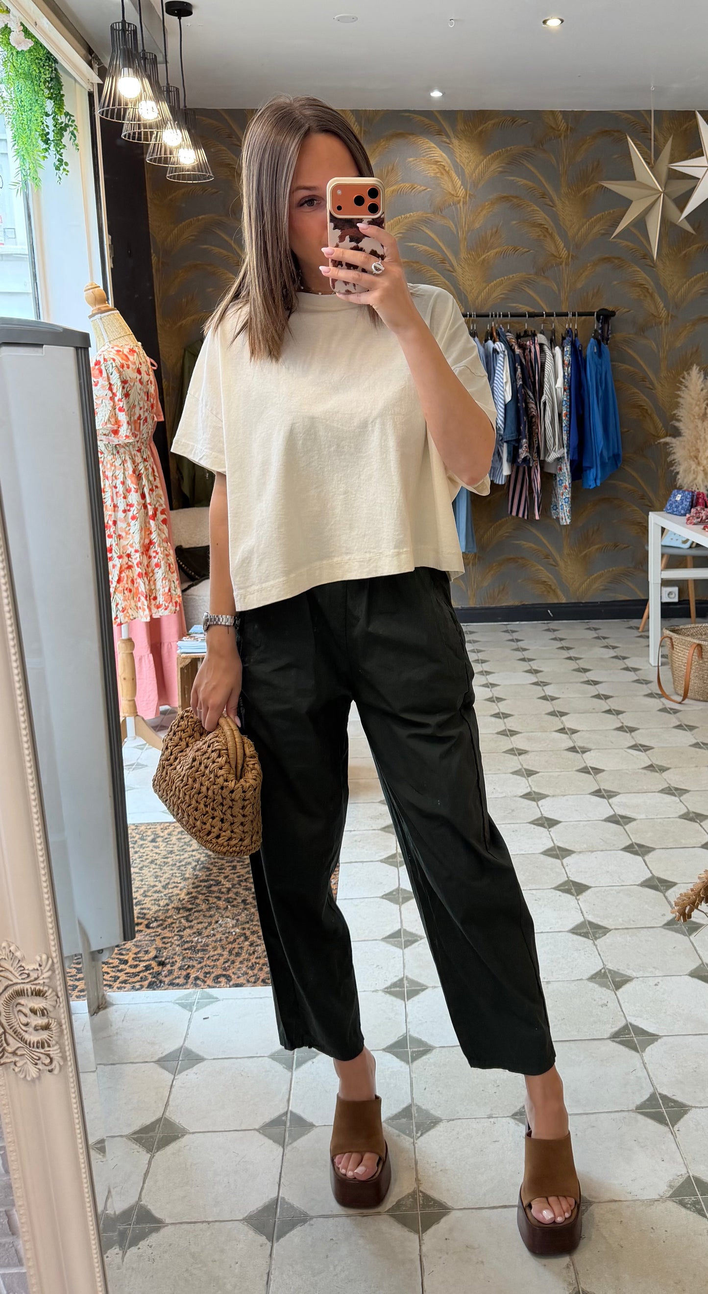 Pantalon Magique en toile fine vert bouteille - Johanna Paris