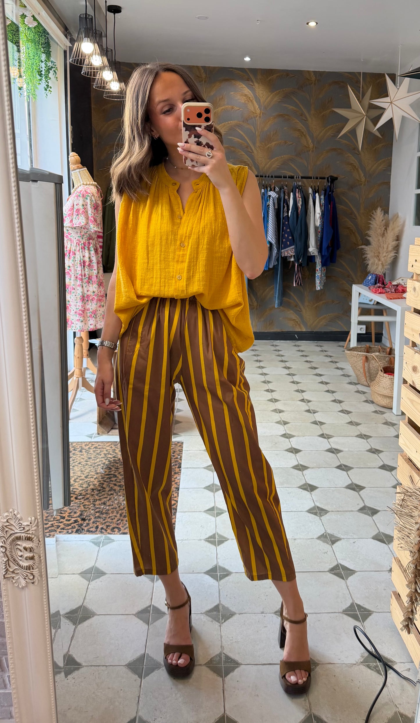 Pantalon Magique en toile fine à rayures - Johanna Paris