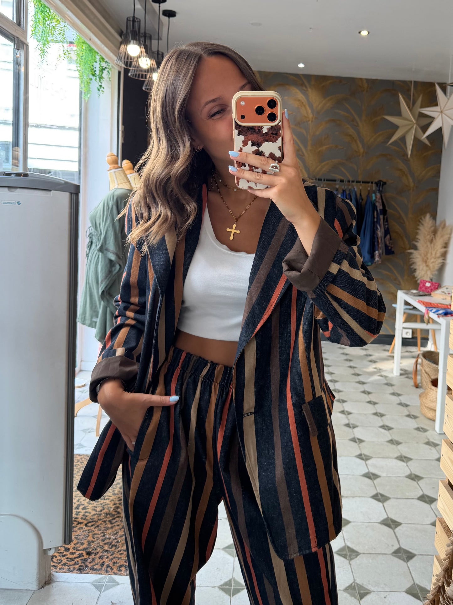 Blazer à rayures Alba Terracotta - Johanna Paris