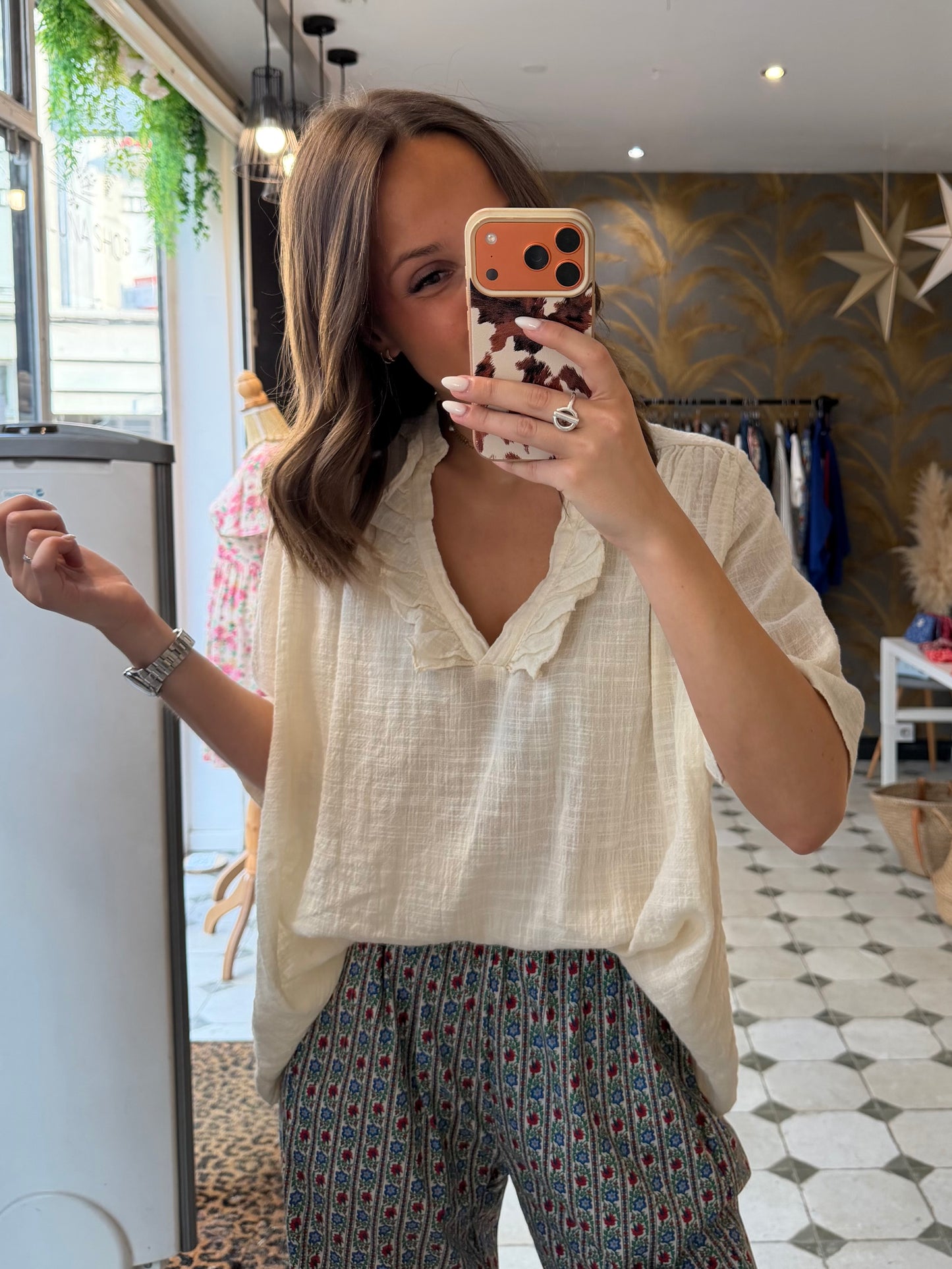 Blouse Aria manches courte écru - Johanna Paris