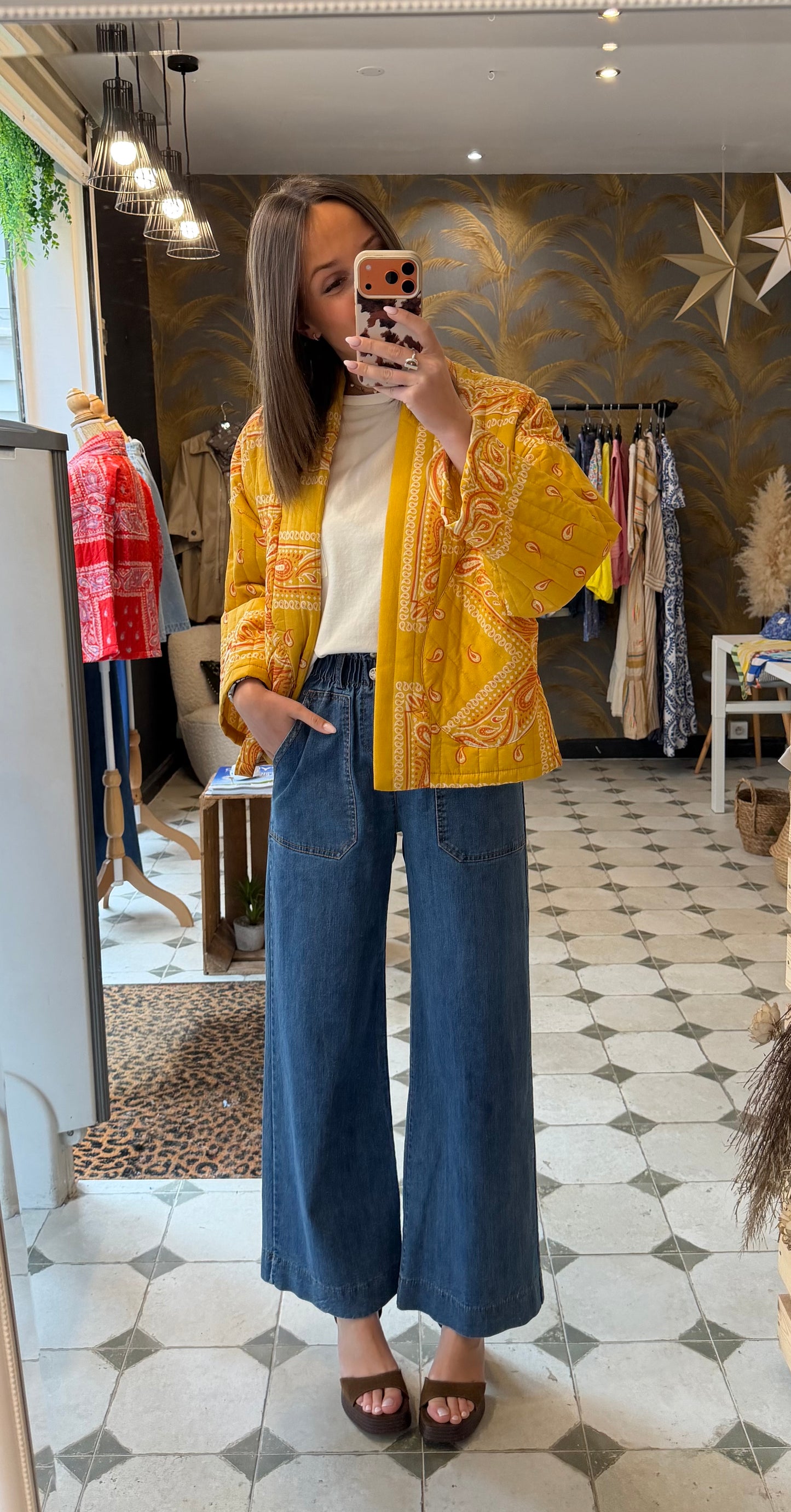 Veste matelassée bandana jaune - Johanna Paris