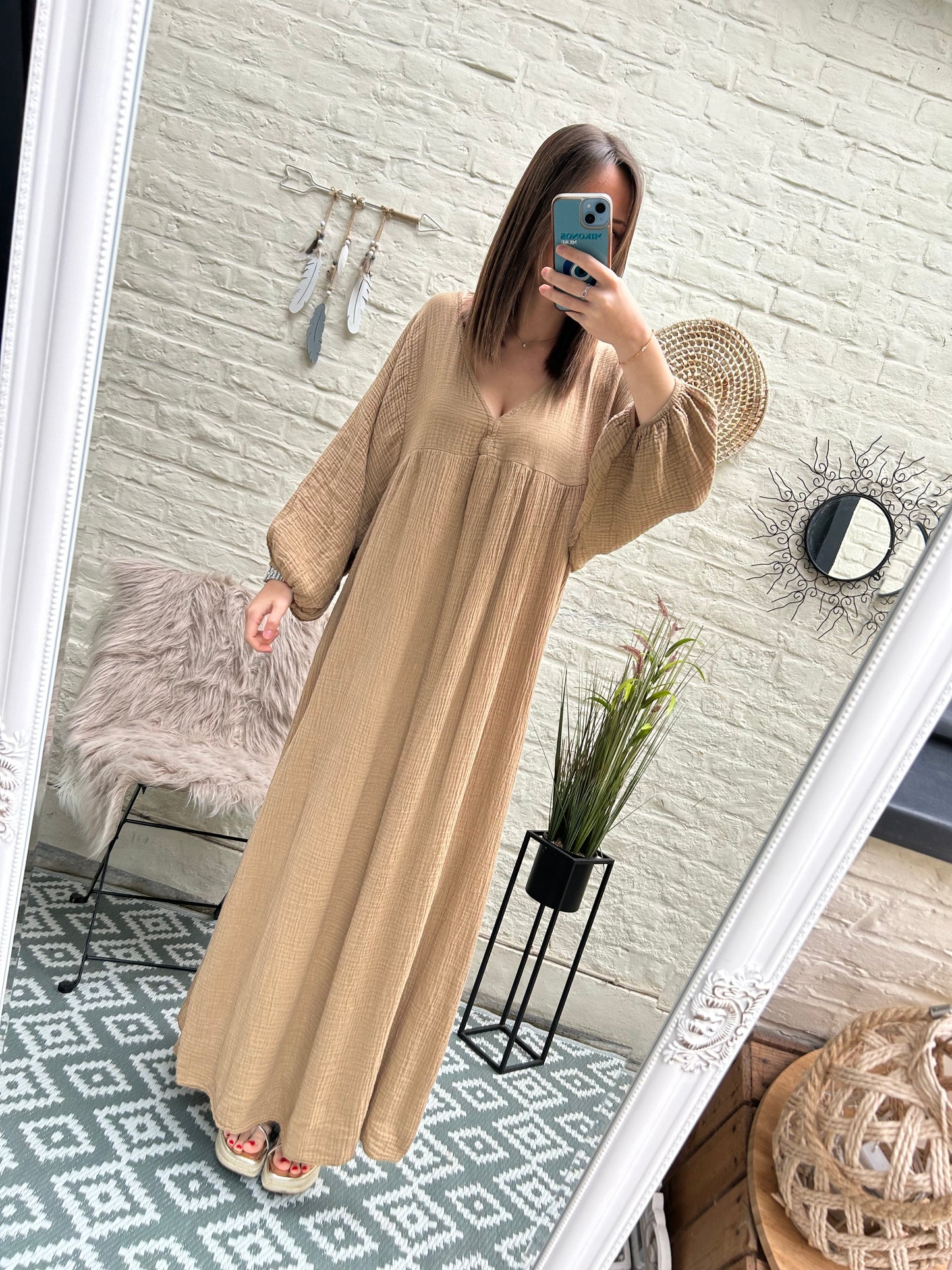 Robe longue en gaze de coton