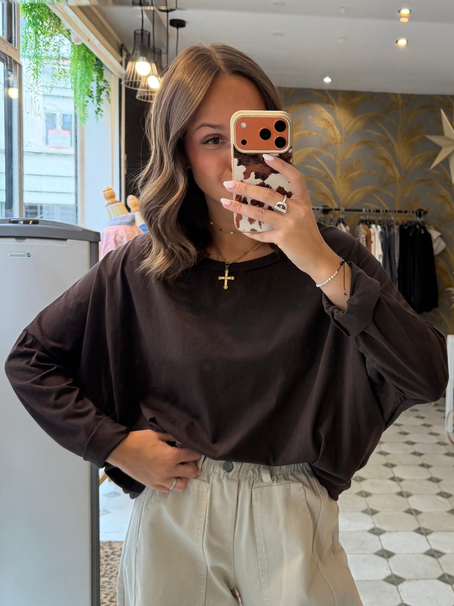 T-Shirt Col Bateau chocolat - Johanna Paris