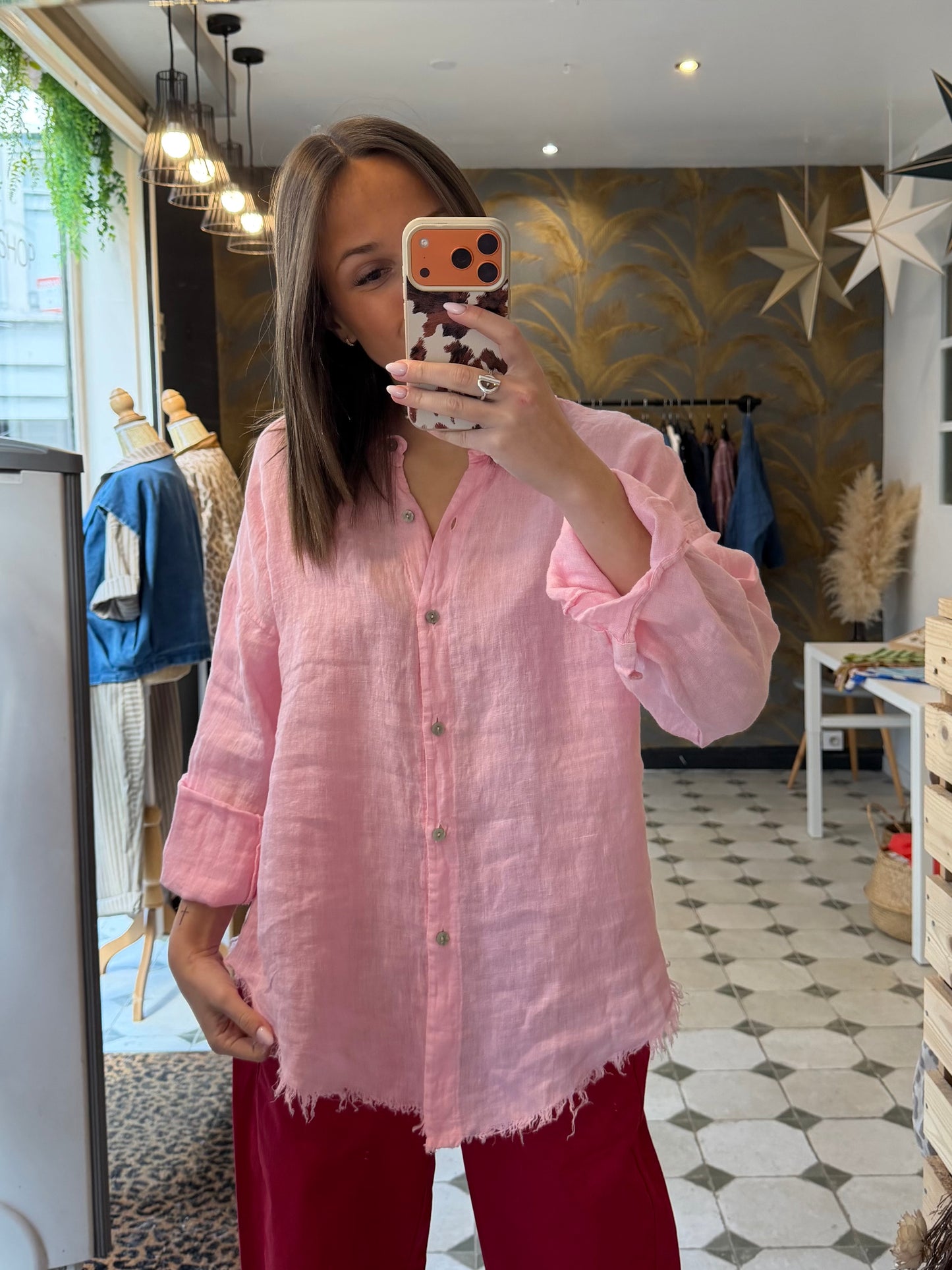 Chemise Lino rose - Johanna Paris