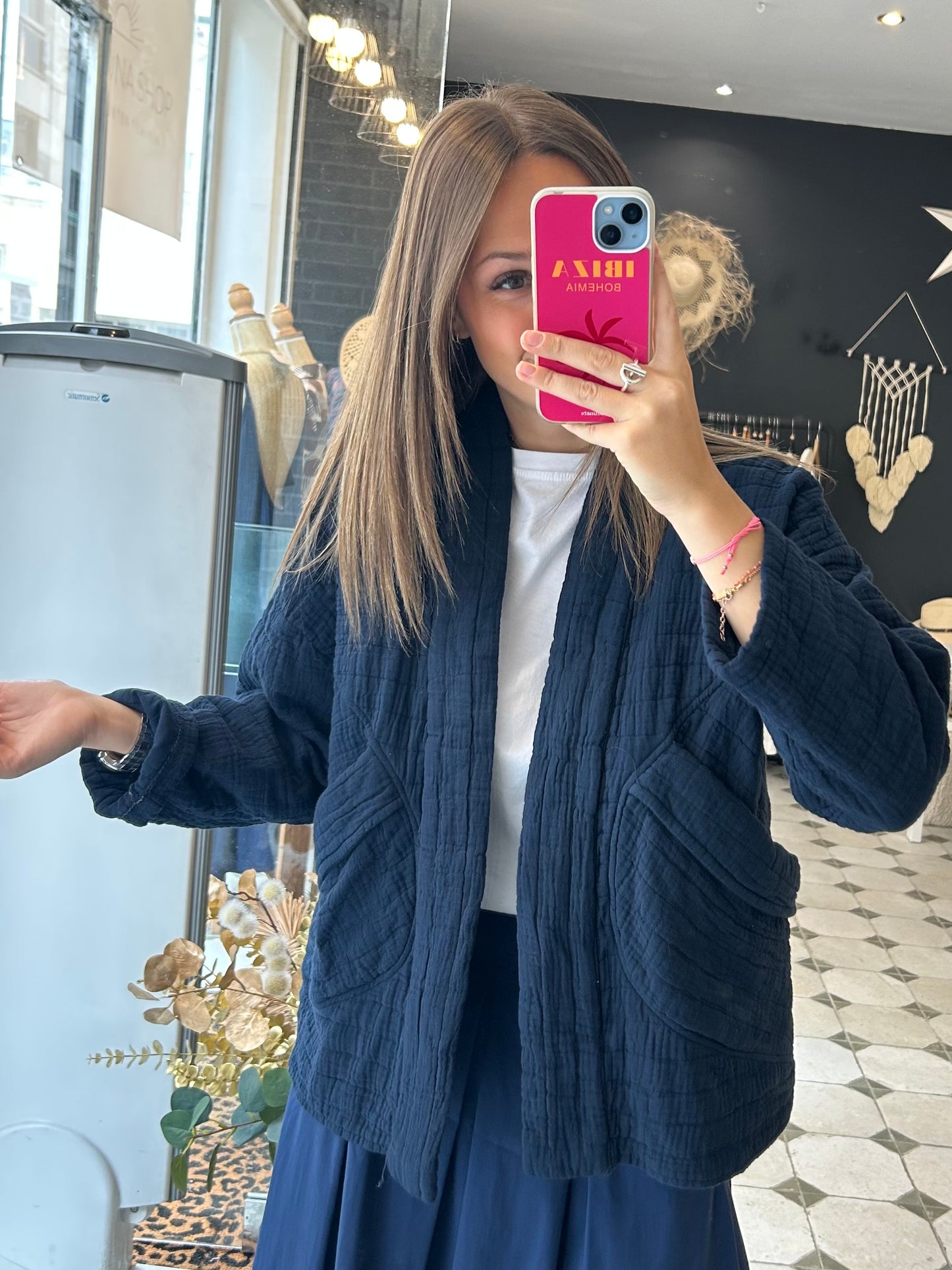 Veste matelassée bleu marine - Johanna Paris