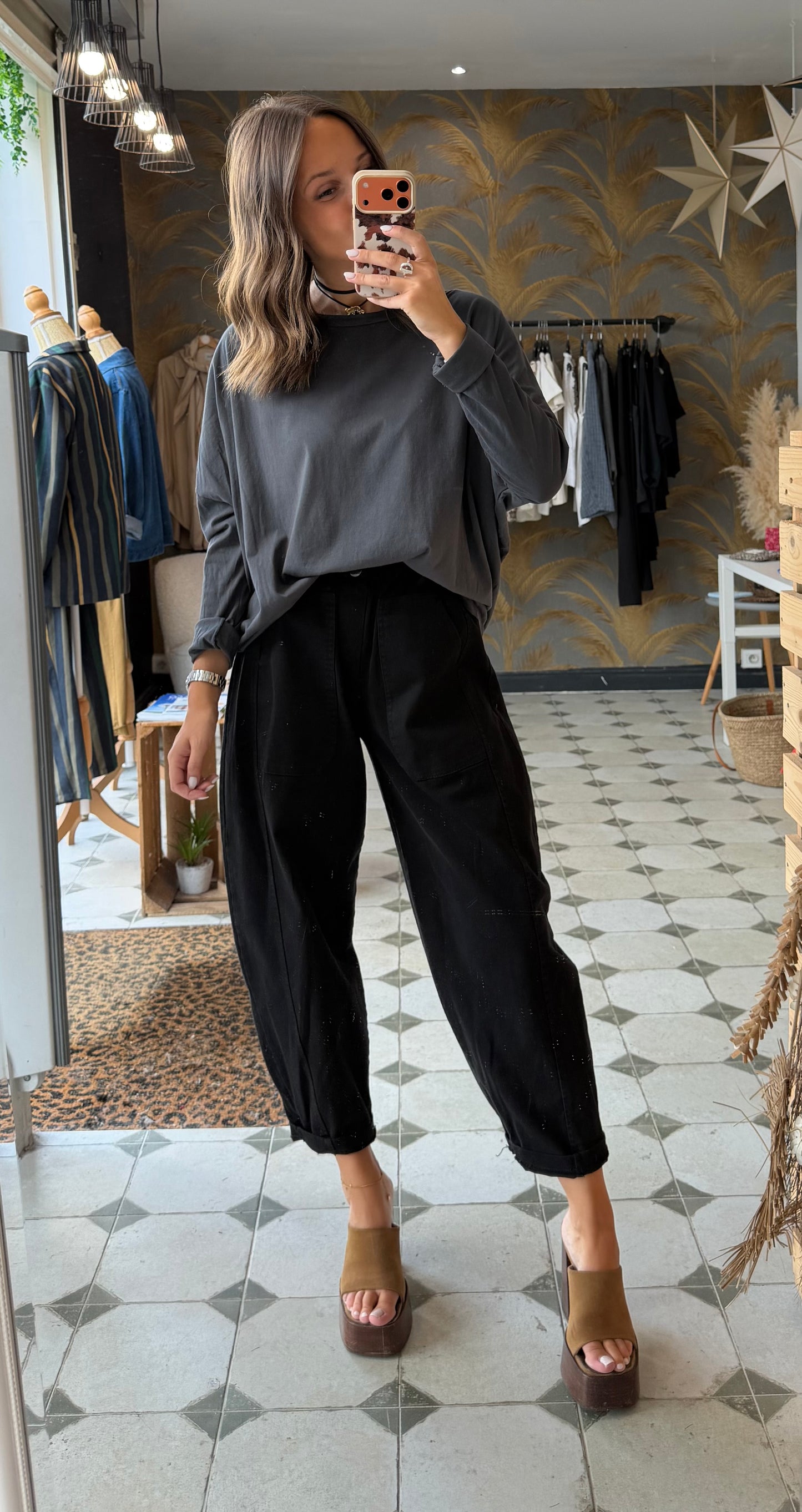 T-Shirt Col Bateau gris - Johanna Paris