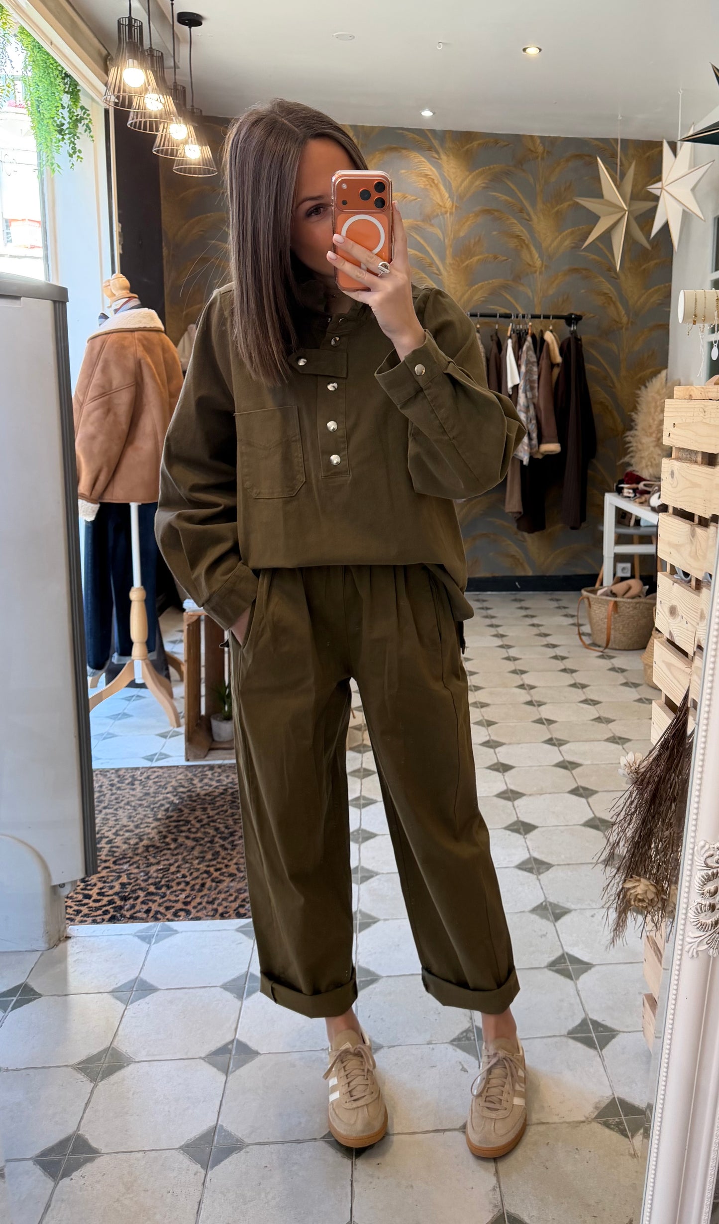 Pantalon Magique long en toile kaki- Johanna Paris