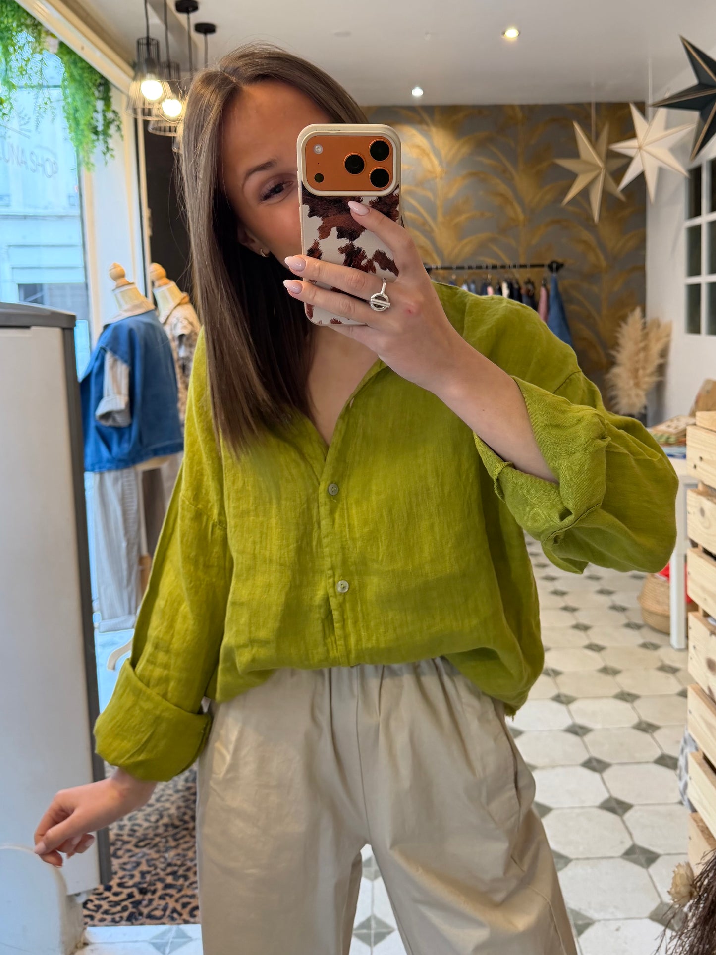 Chemise Lino verte - Johanna Paris