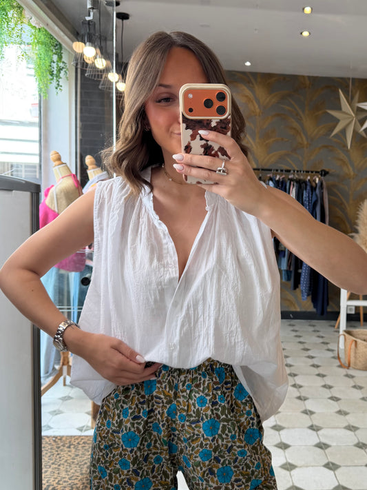 Chemise Clémentine sans manches blanc - Johanna Paris