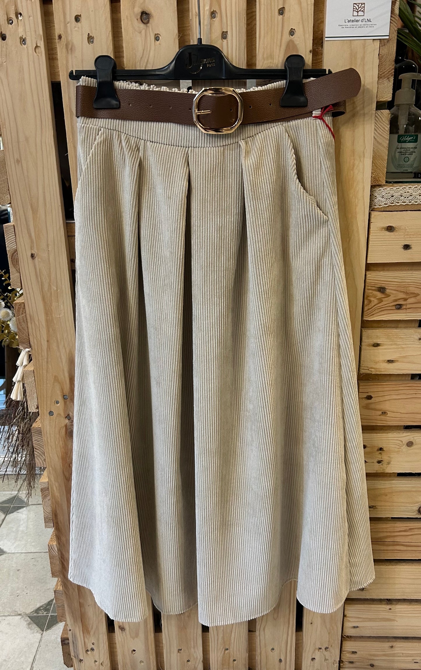 Jupe longue Marlène en velours écru - Johanna Paris