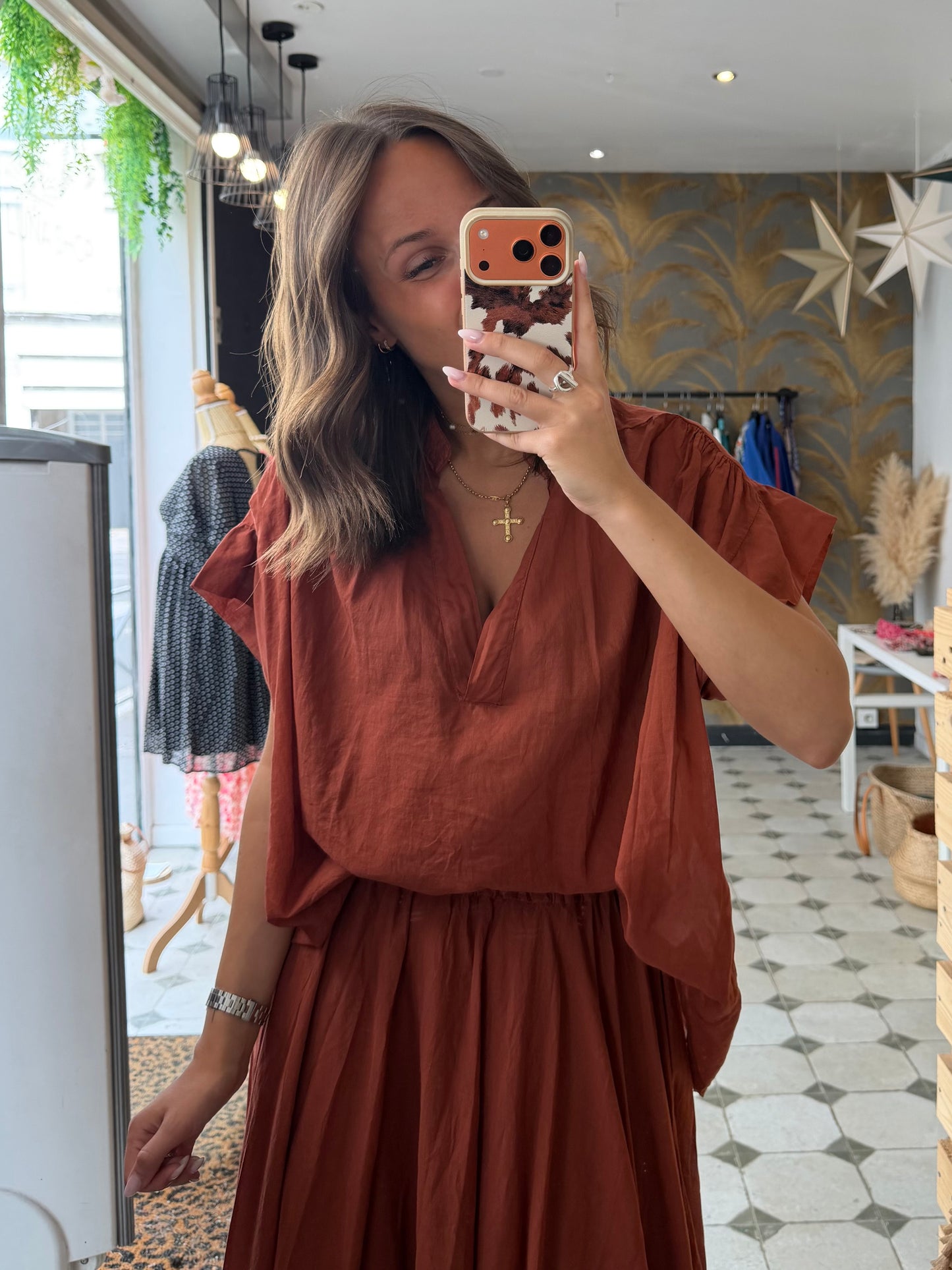 Blouse sans manches Lila terracotta - Johanna Paris